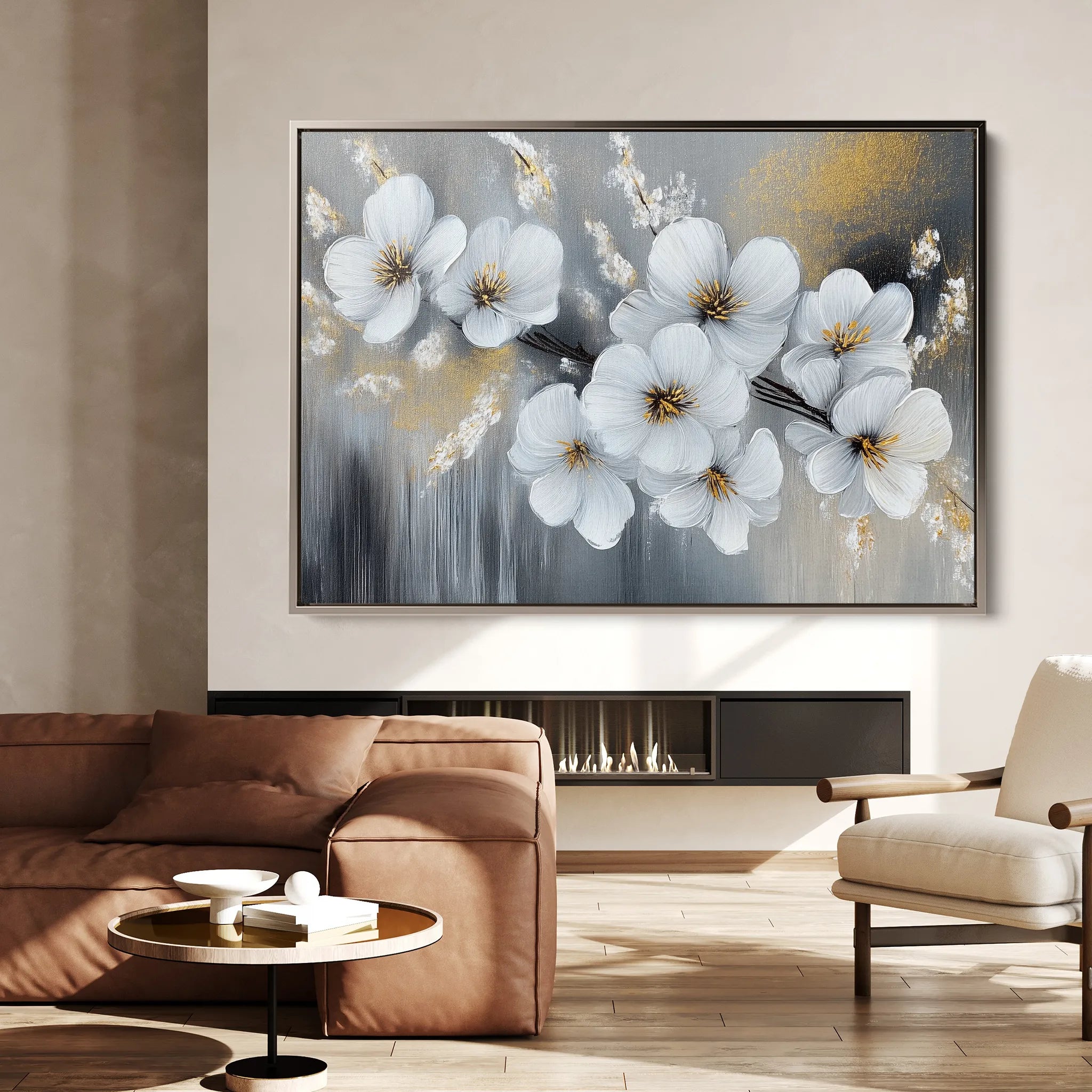 Floral 945 Canvas Art 18" x 24" / 45 x 60 cm / Black
