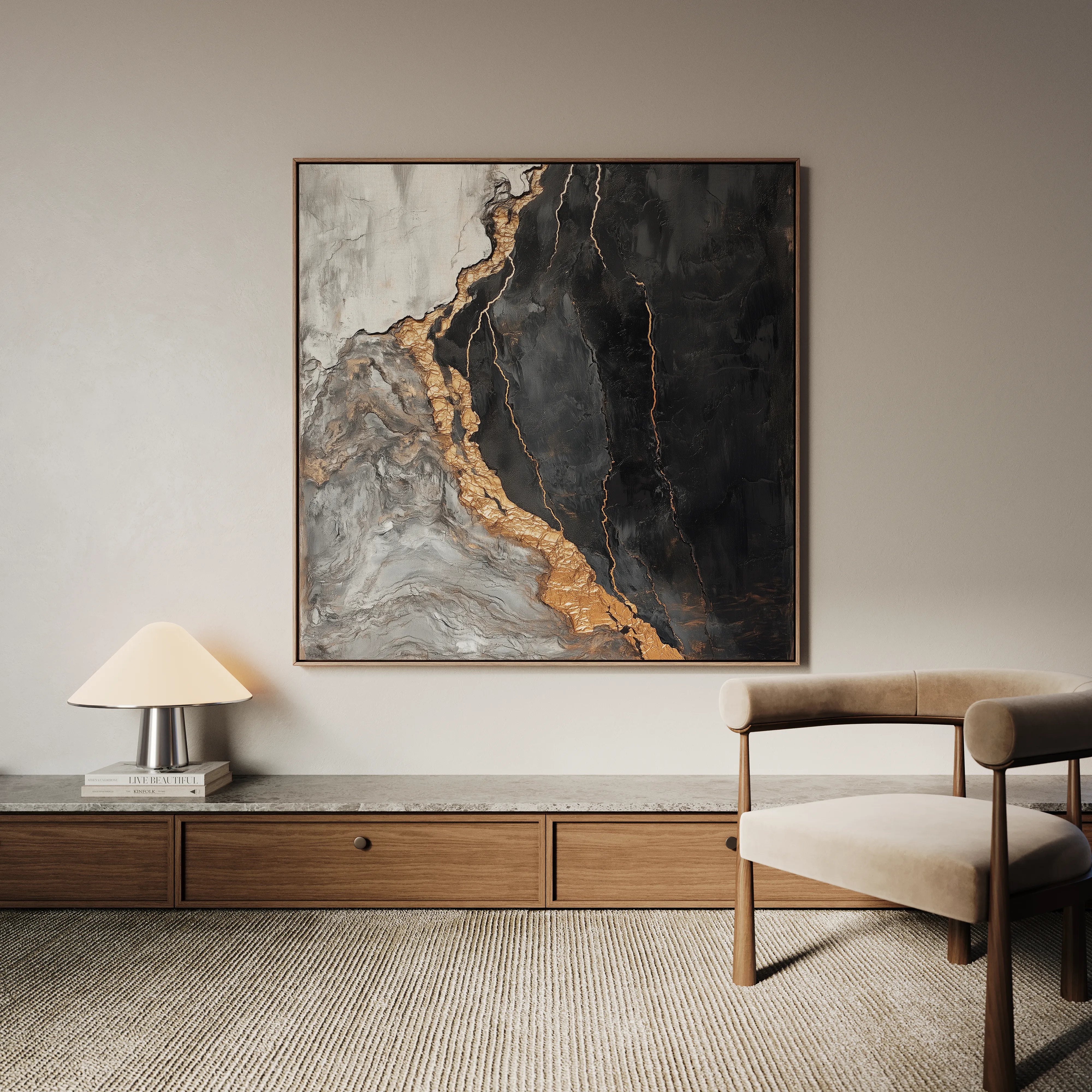 Abstract 949 Canvas Art 16" x 16" / 40 x 40 cm / Black
