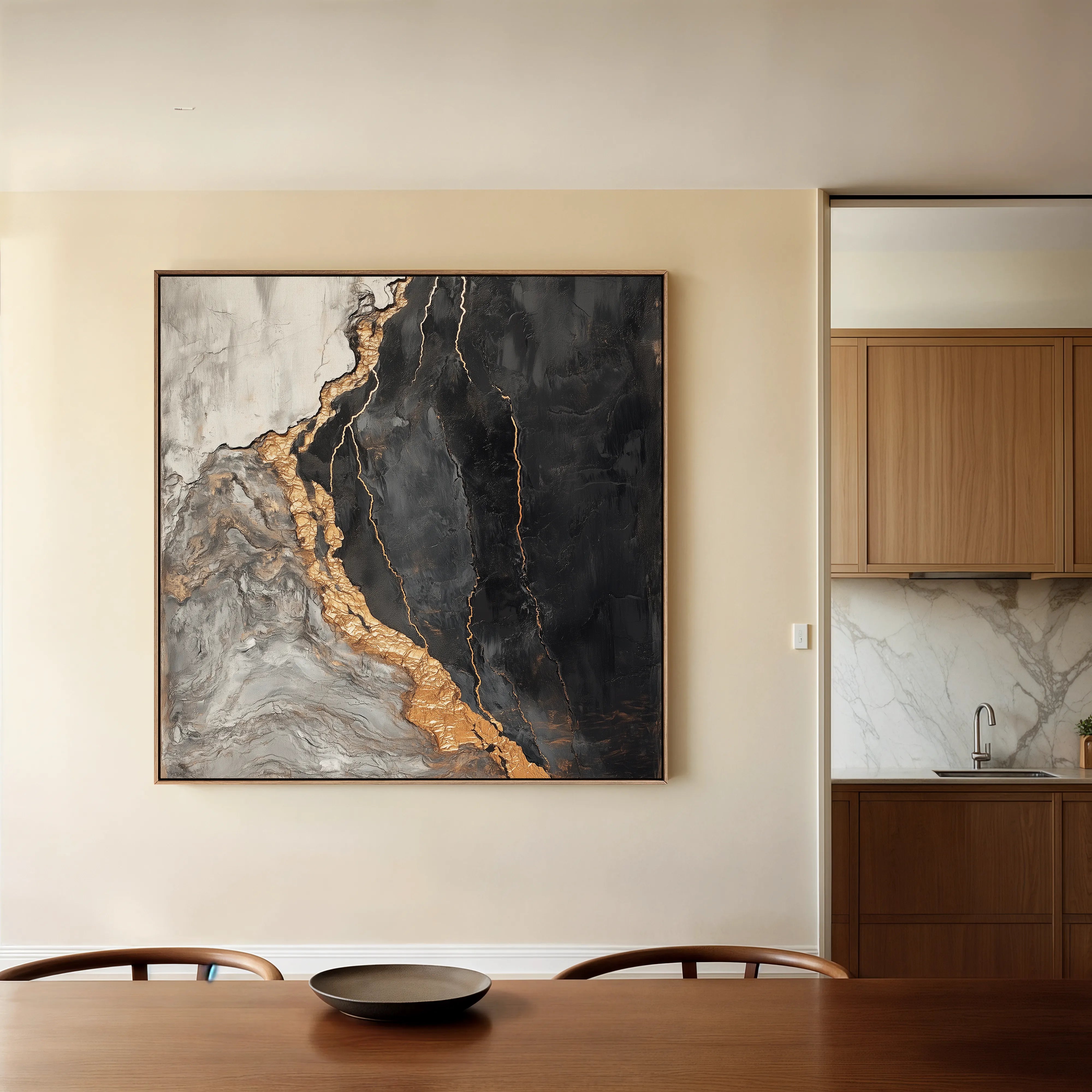 Abstract 949 Canvas Art 16" x 16" / 40 x 40 cm / Black
