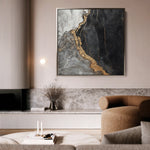Abstract 949 Canvas Art 16" x 16" / 40 x 40 cm / Black