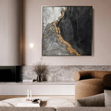 Abstract 949 Canvas Art 16" x 16" / 40 x 40 cm / Black