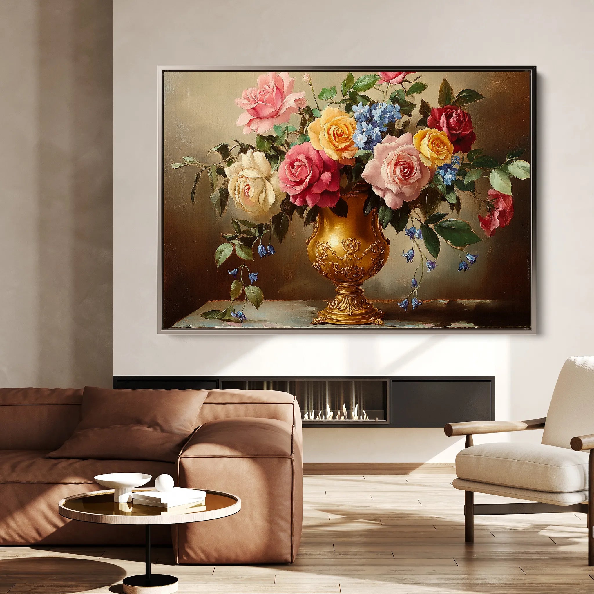 Floral 950 Canvas Art 18" x 24" / 45 x 60 cm / Black