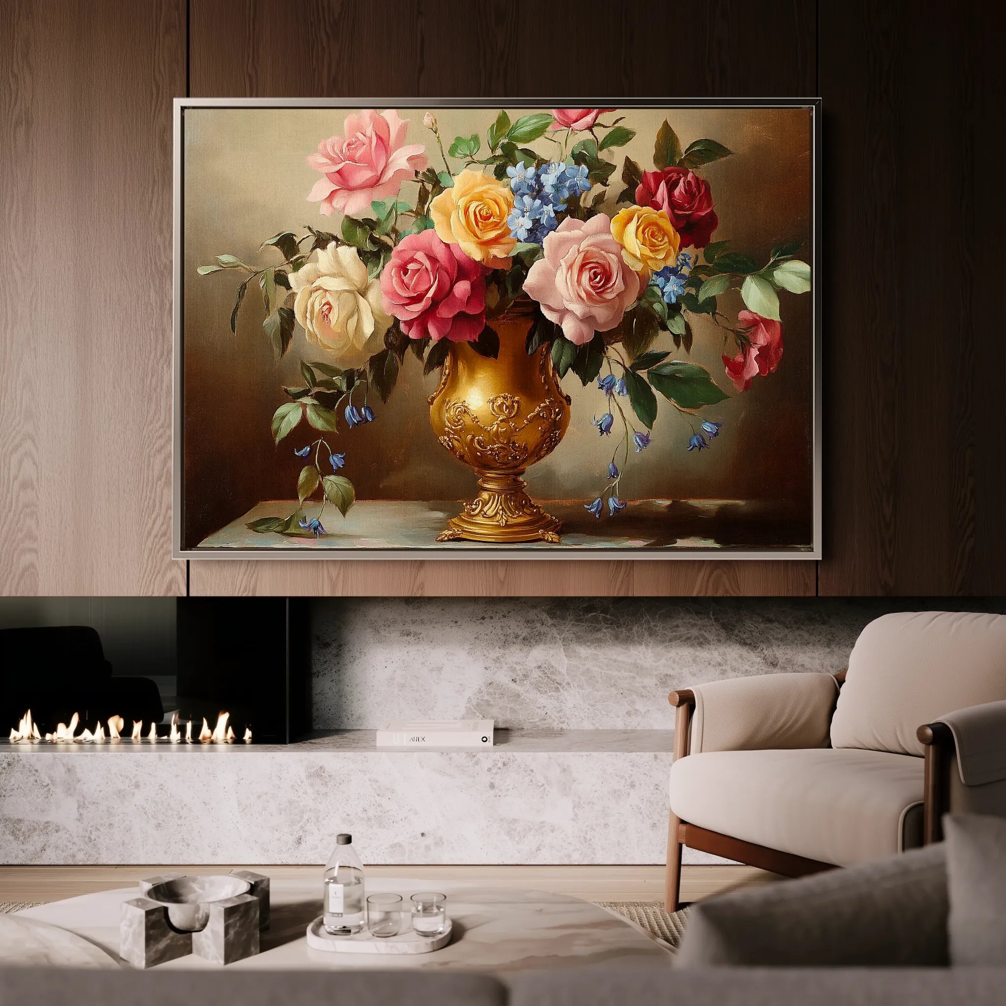 Floral 950 Canvas Art 18" x 24" / 45 x 60 cm / Black