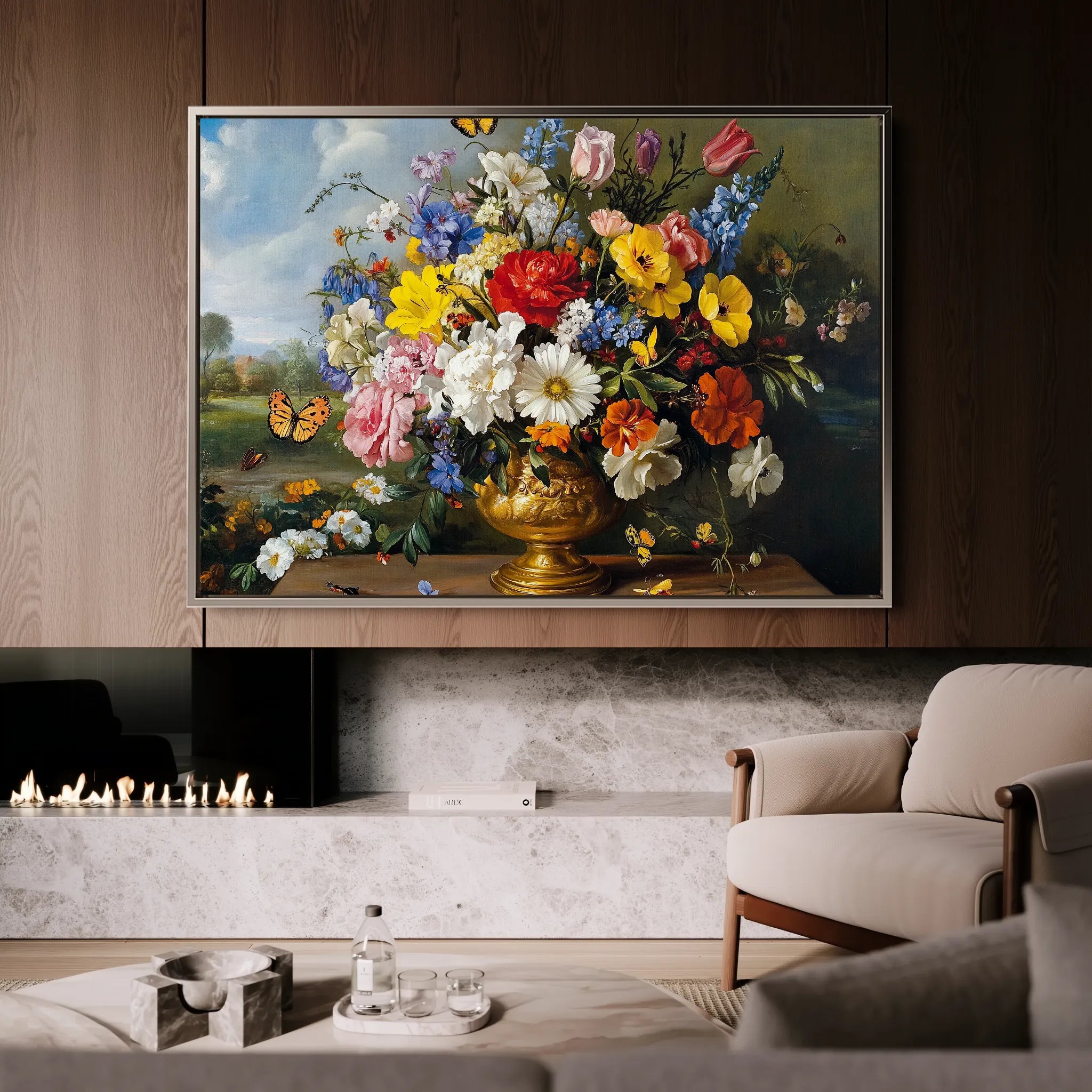 Floral 952 Canvas Art 18" x 24" / 45 x 60 cm / Black