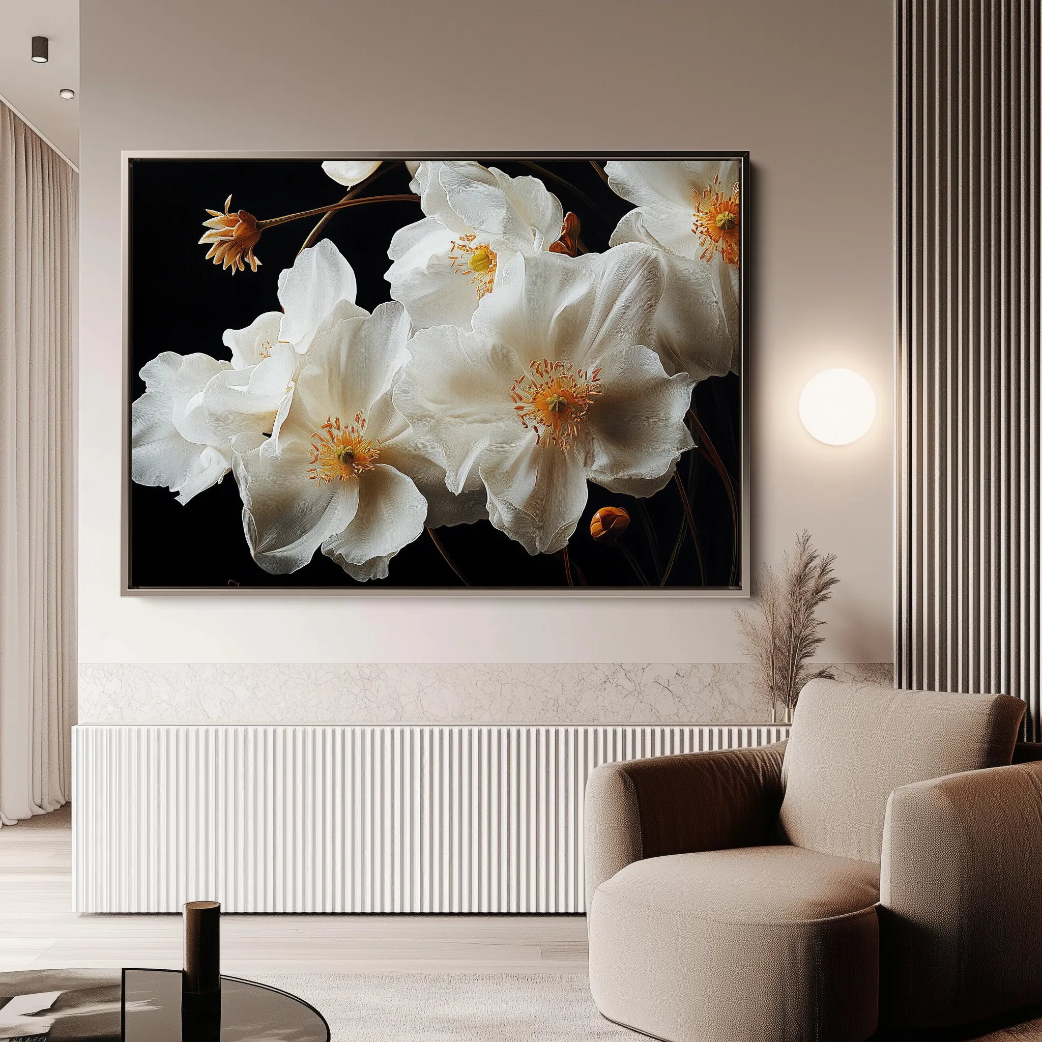 Floral 960 Canvas Art 18" x 24" / 45 x 60 cm / Black