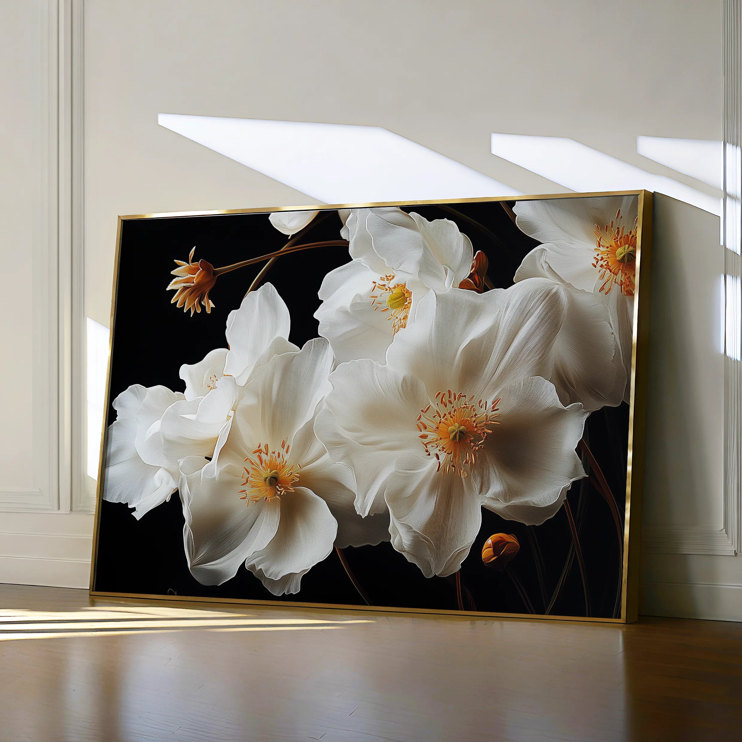 Floral 960 Canvas Art 18" x 24" / 45 x 60 cm / Black