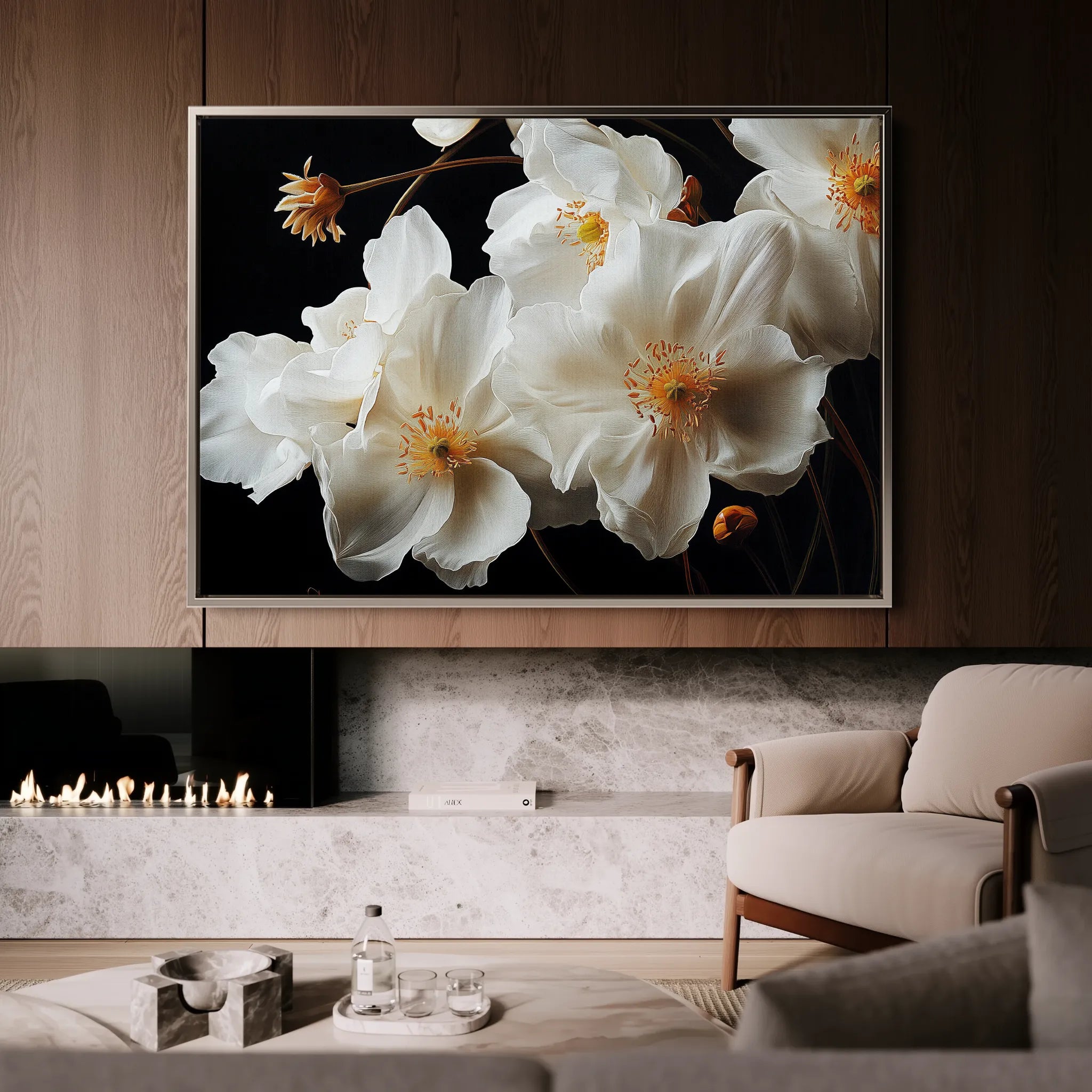 Floral 960 Canvas Art 18" x 24" / 45 x 60 cm / Black