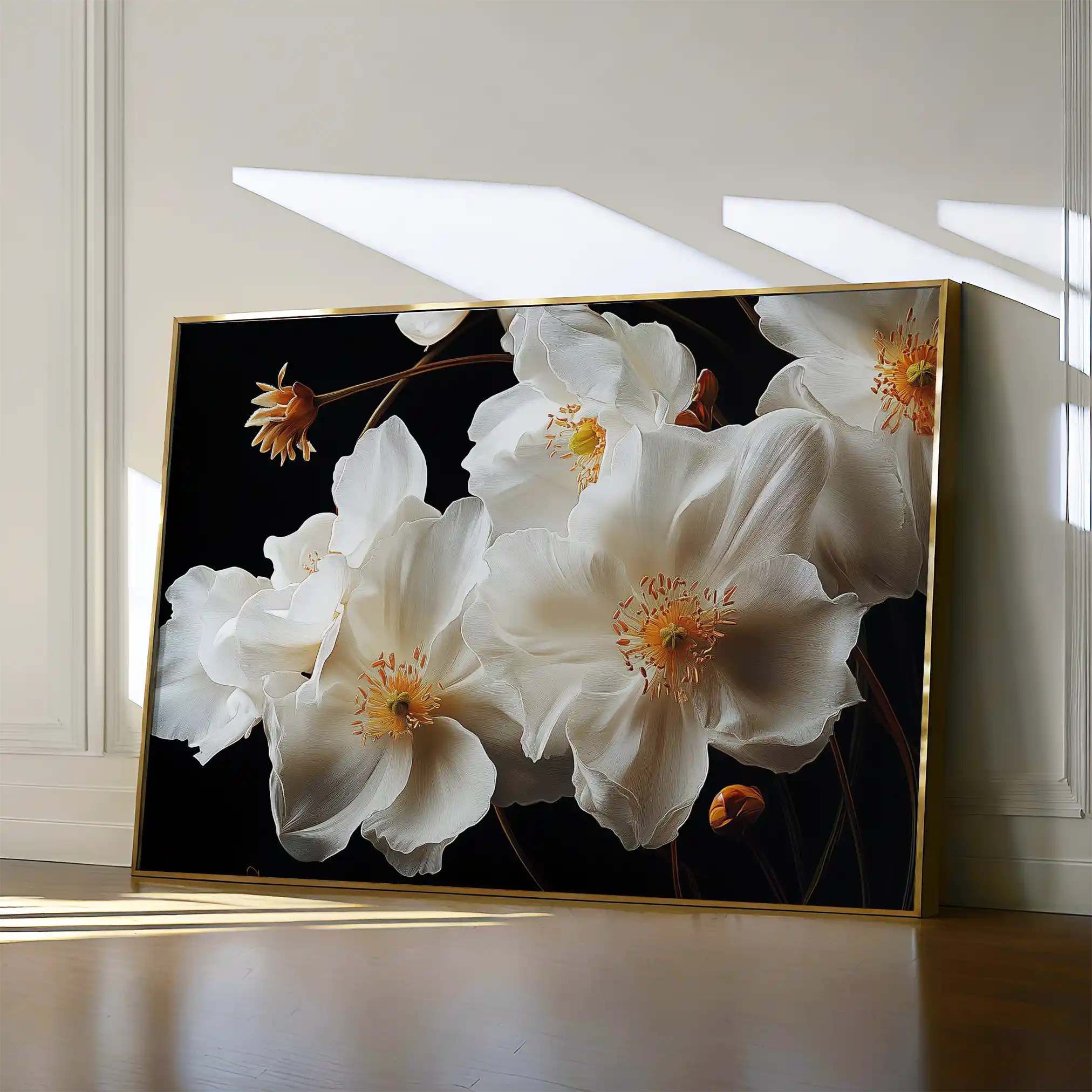 Floral 960 Canvas Art 60 x 40 cm / Black