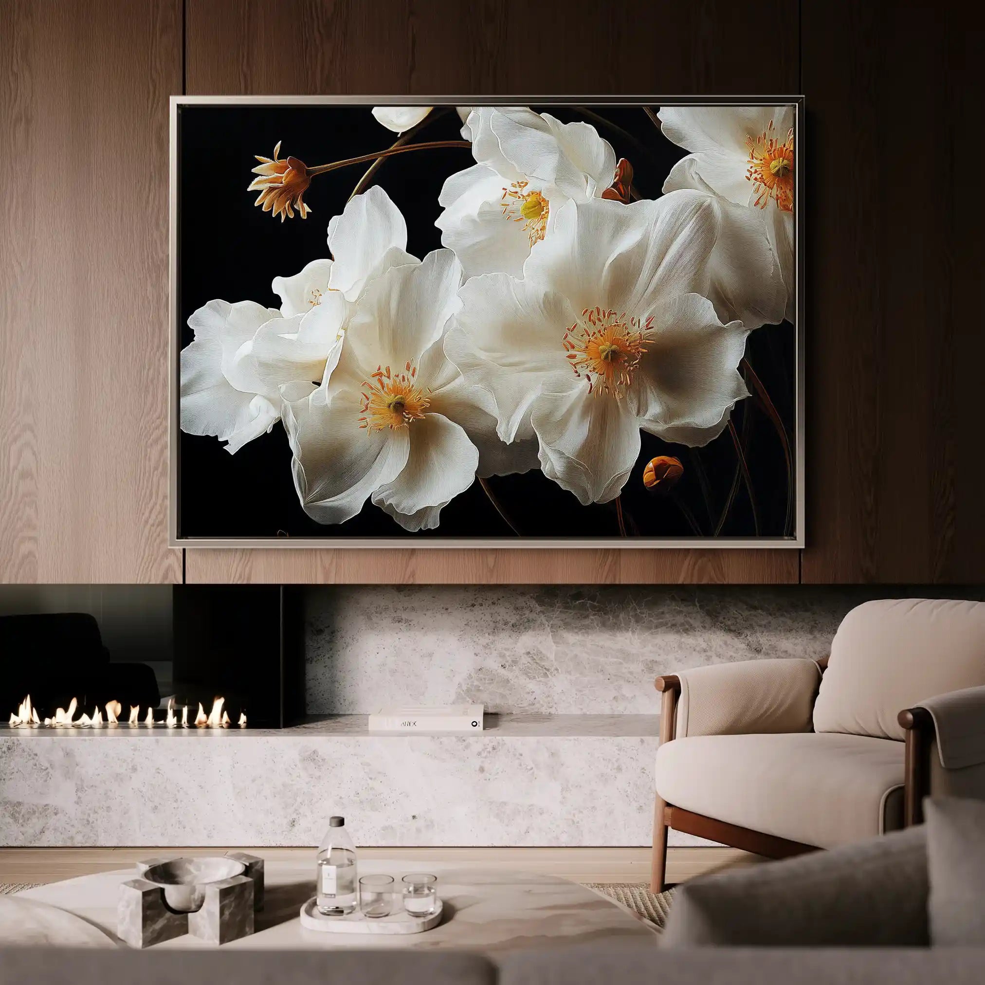 Floral 960 Canvas Art 60 x 40 cm / Black