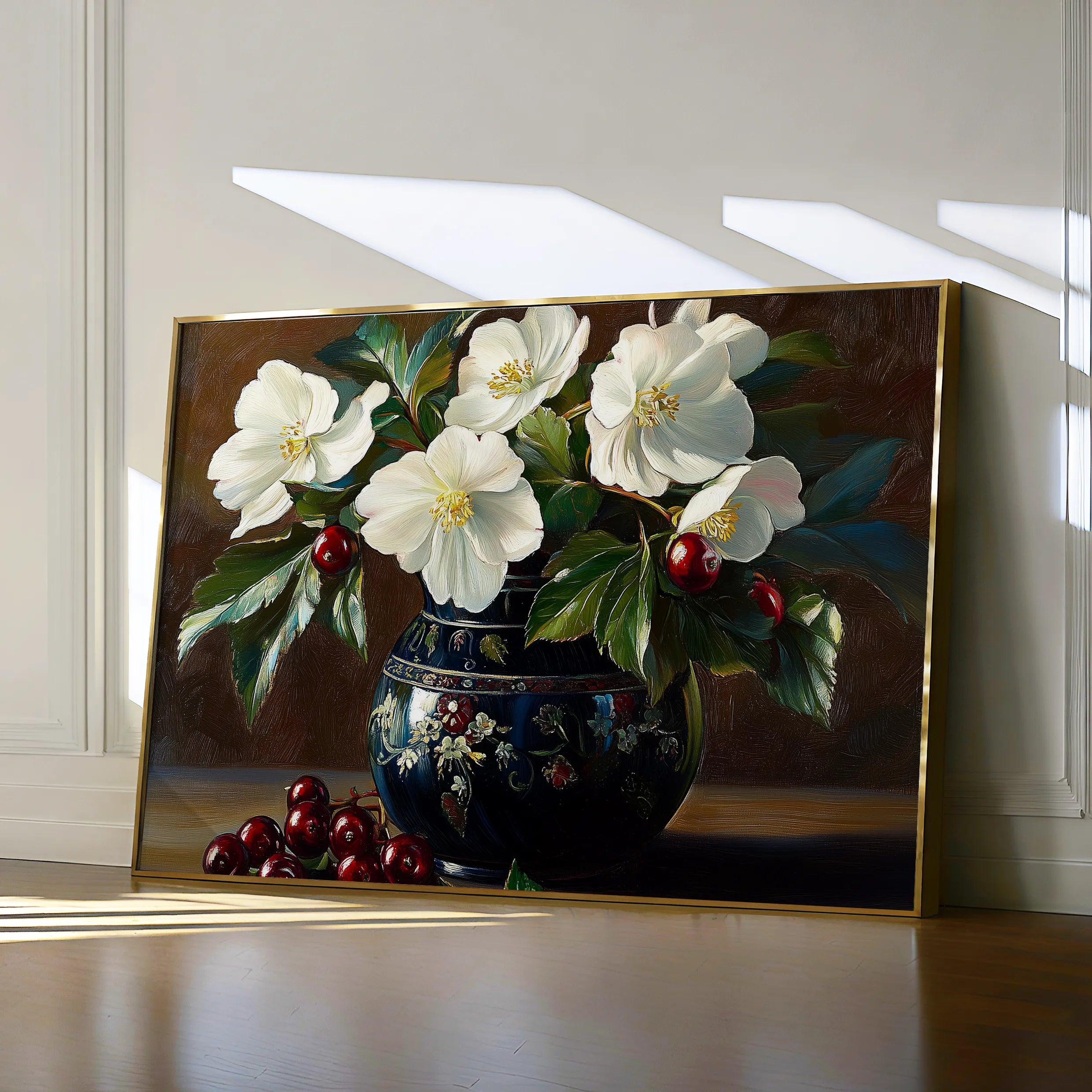 Floral 962 Canvas Art 18" x 24" / 45 x 60 cm / Black