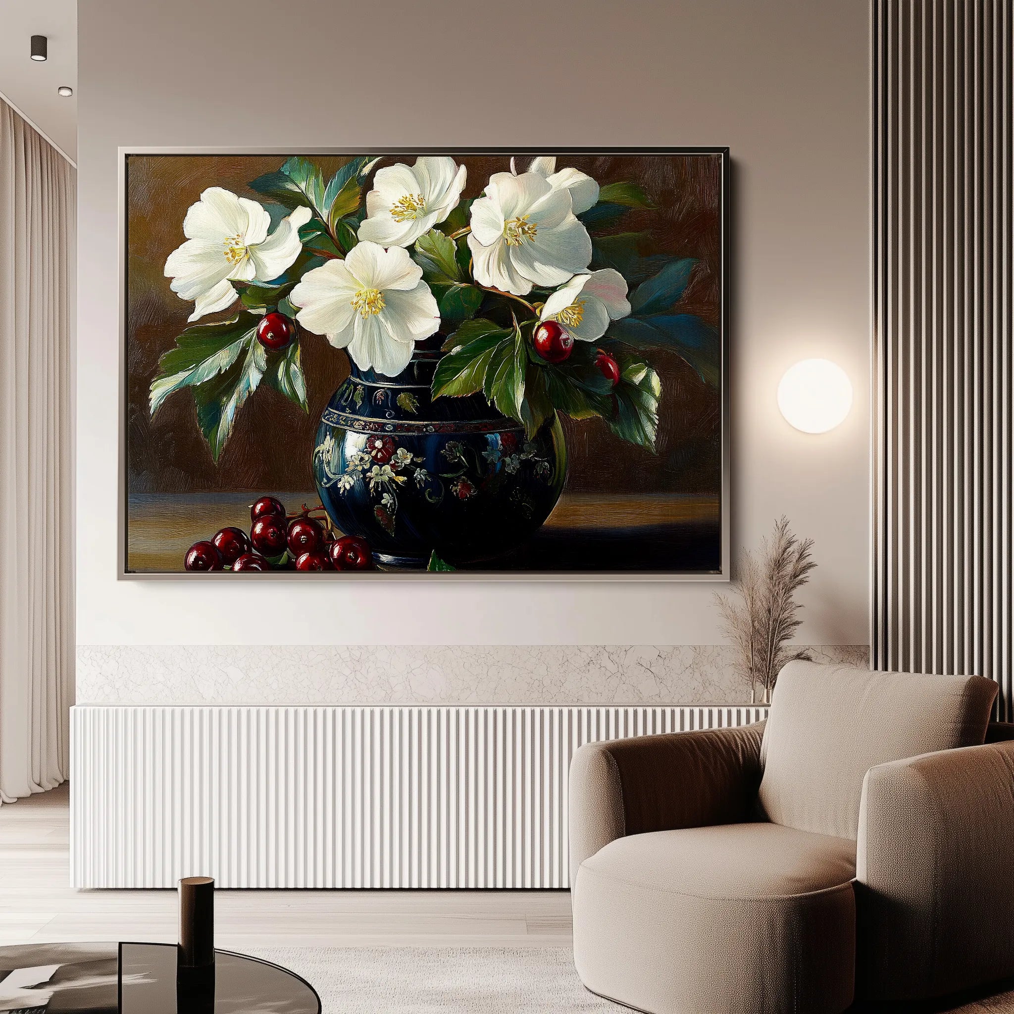 Floral 962 Canvas Art 18" x 24" / 45 x 60 cm / Black