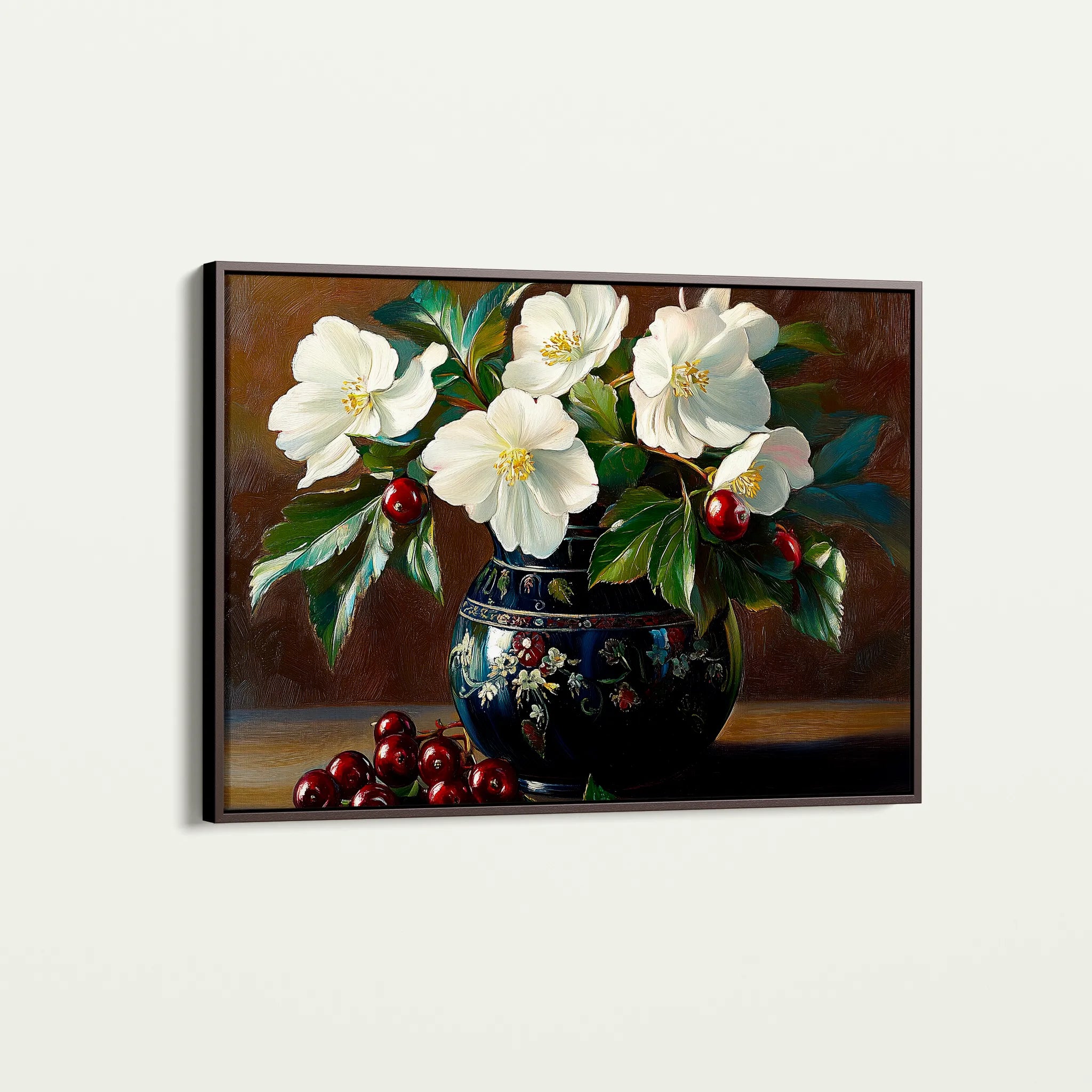 Floral 962 Canvas Art 18" x 24" / 45 x 60 cm / Black
