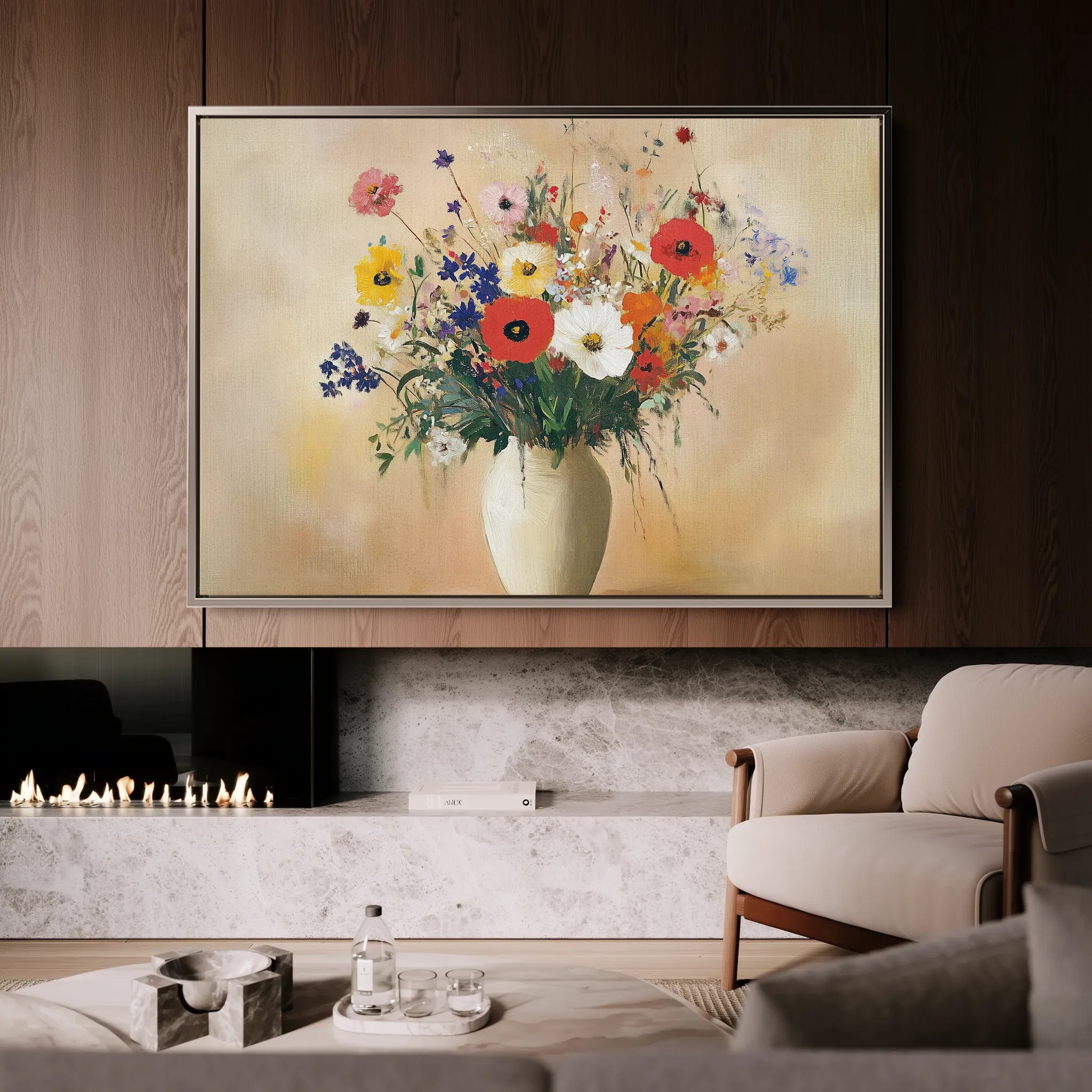 Floral 967 Canvas Art 18" x 24" / 45 x 60 cm / Black