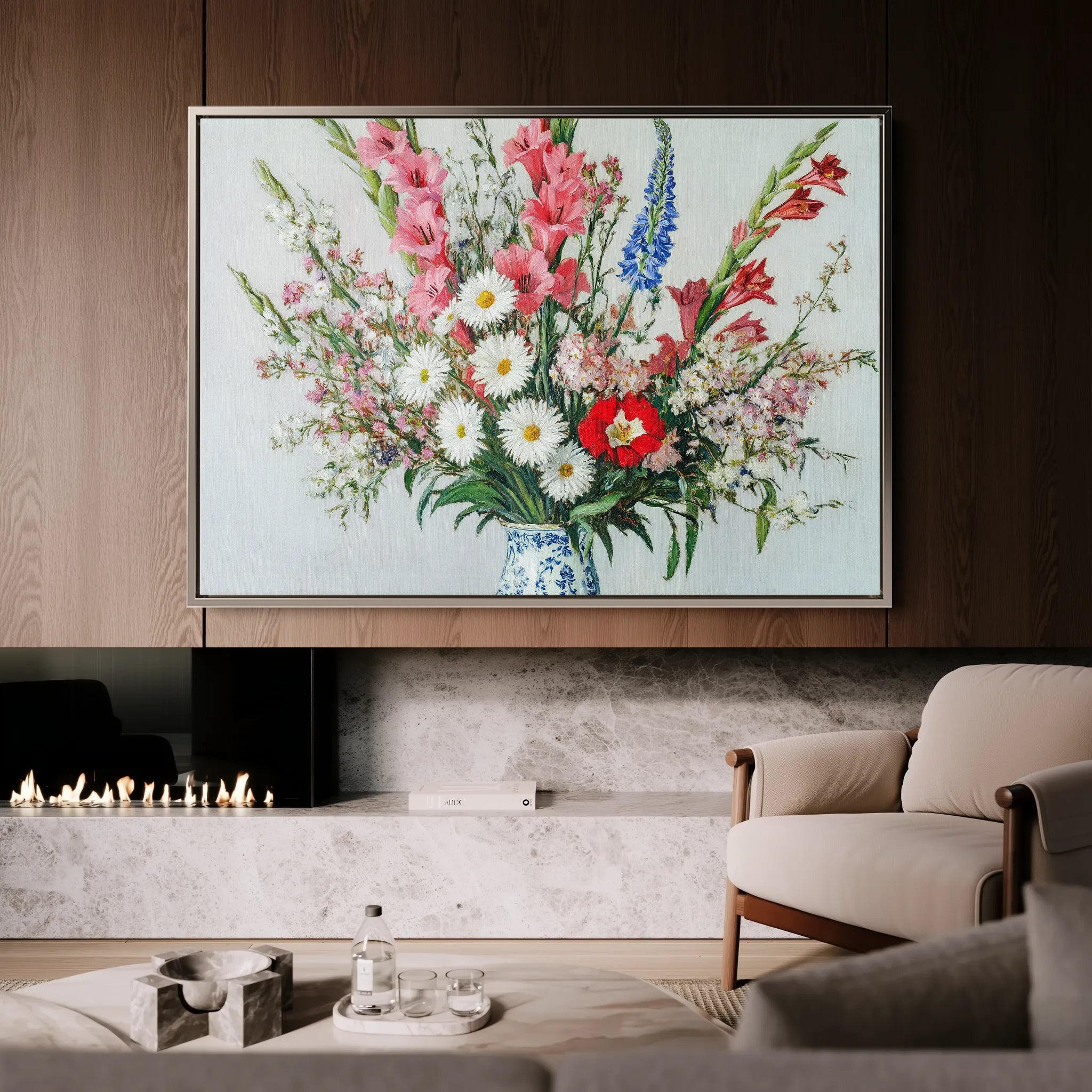Floral 970 Canvas Art 18" x 24" / 45 x 60 cm / Black