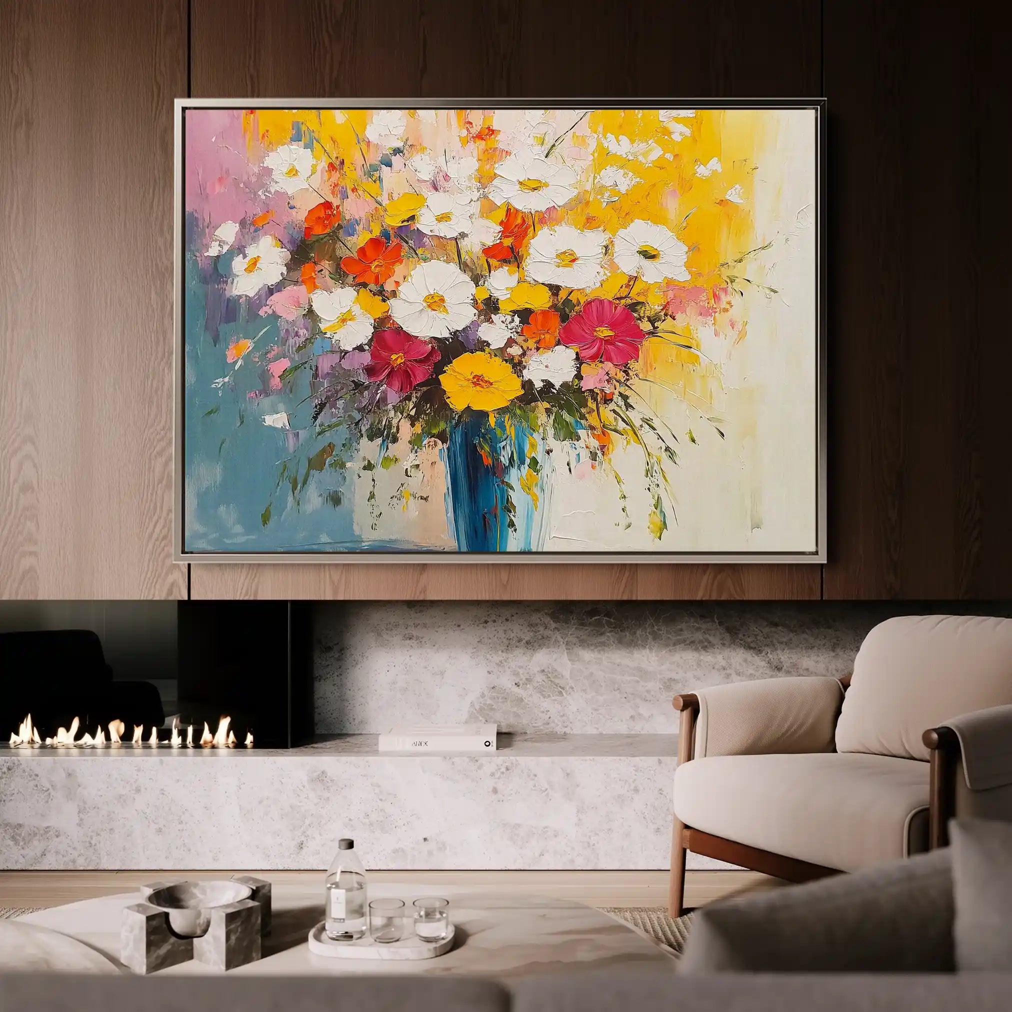 Floral 972 Canvas Art 60 x 40 cm / Black