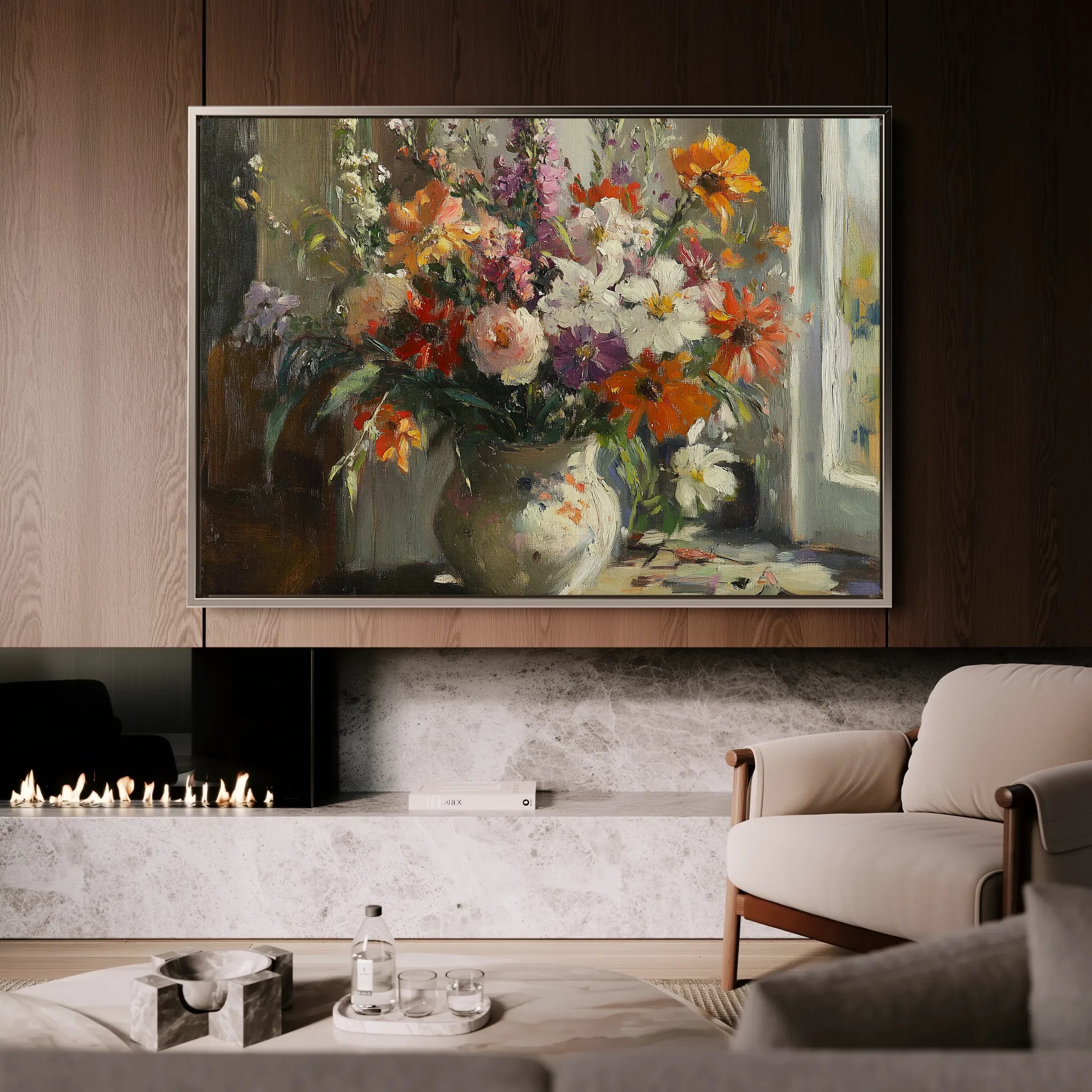 Floral 976 Canvas Art 18" x 24" / 45 x 60 cm / Black