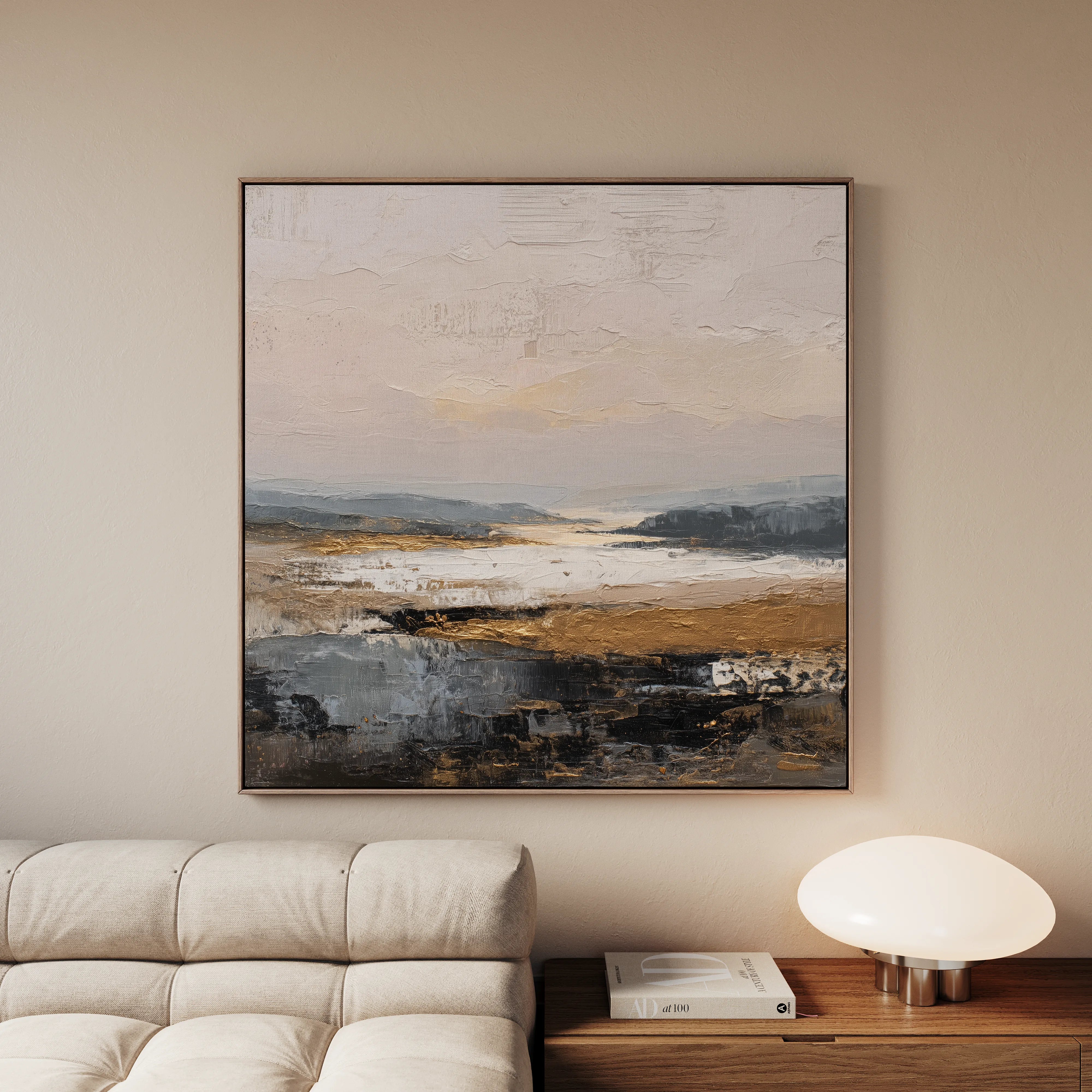 Abstract 980 Canvas Art 16" x 16" / 40 x 40 cm / Black