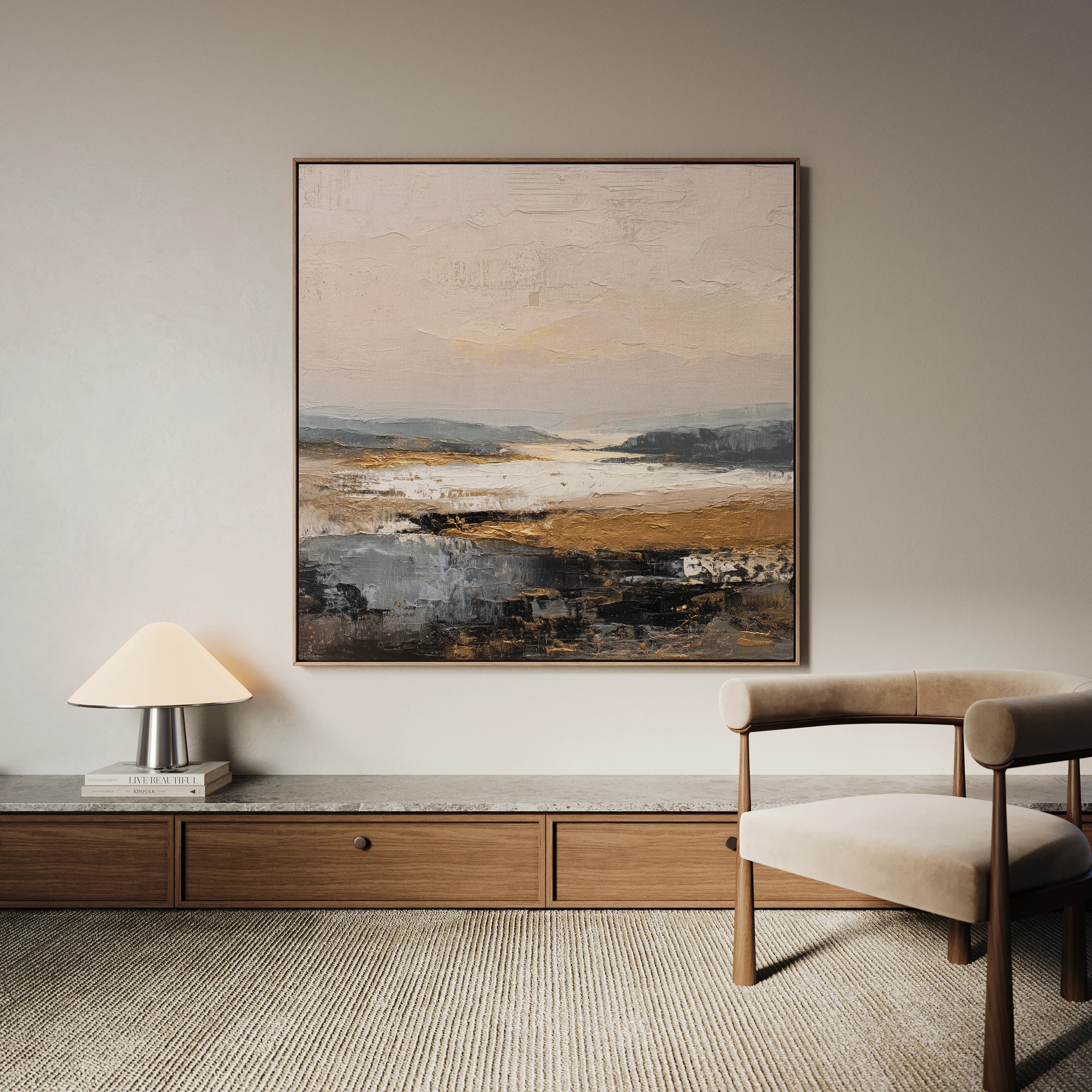 Abstract 980 Canvas Art 16" x 16" / 40 x 40 cm / Black
