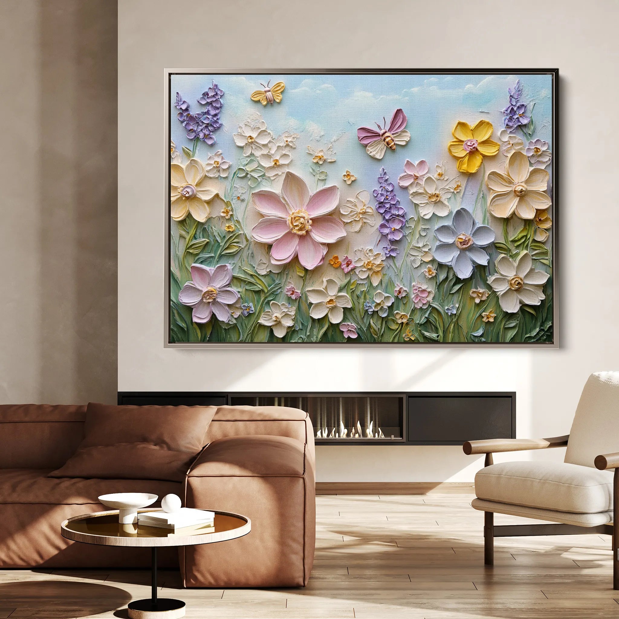 Floral 980 Canvas Art 18" x 24" / 45 x 60 cm / Black