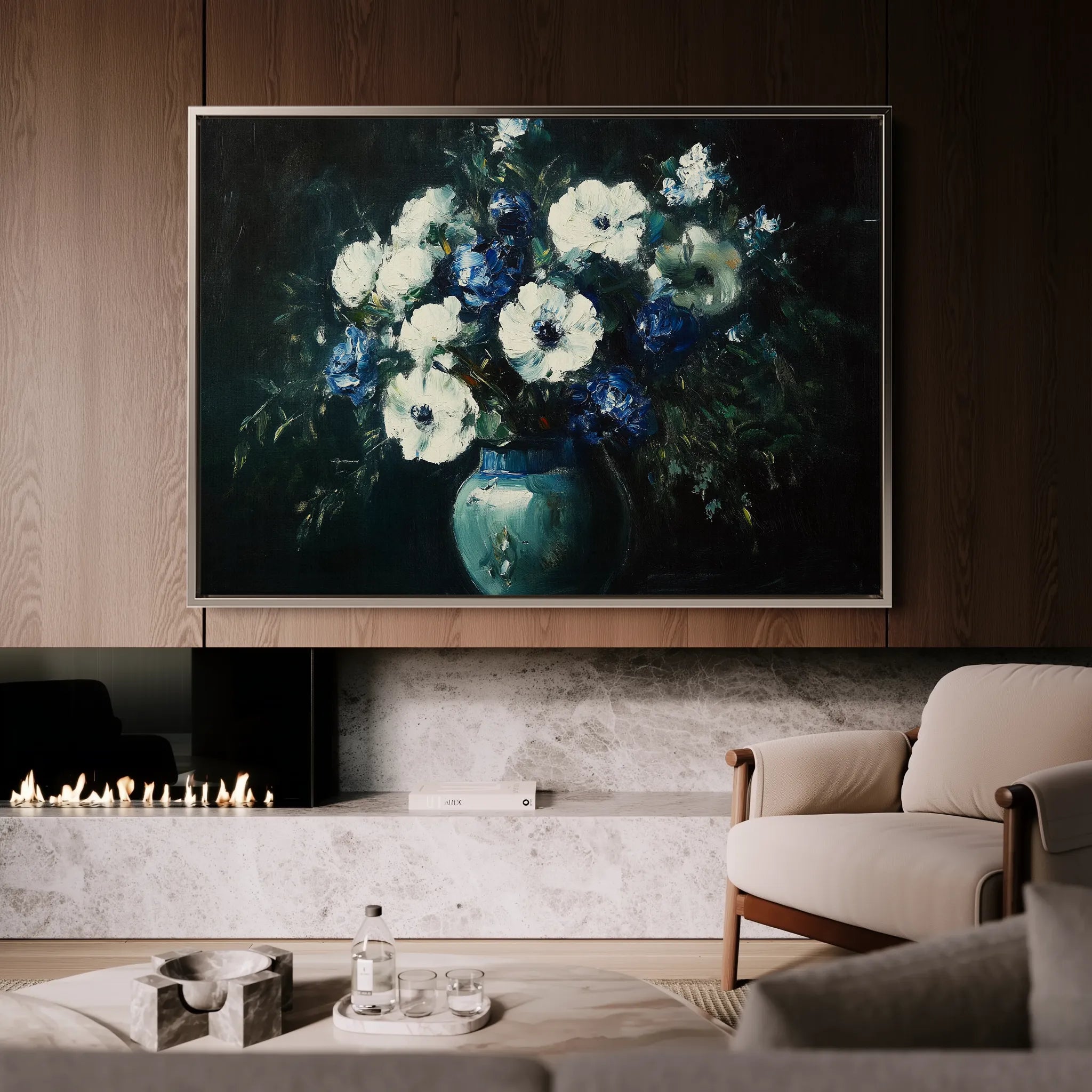 Floral 985 Canvas Art 18" x 24" / 45 x 60 cm / Black