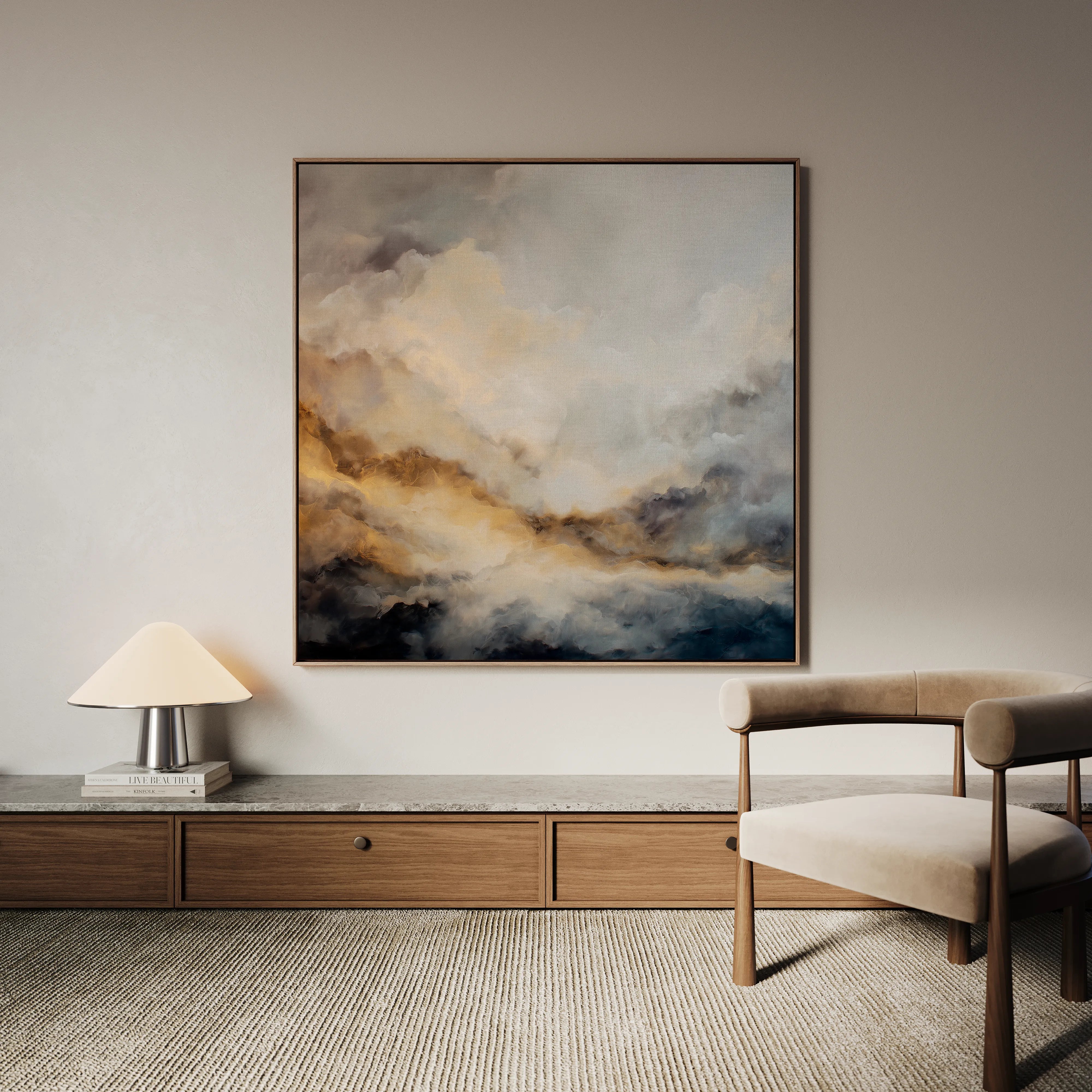 Abstract 986 Canvas Art 16" x 16" / 40 x 40 cm / Black