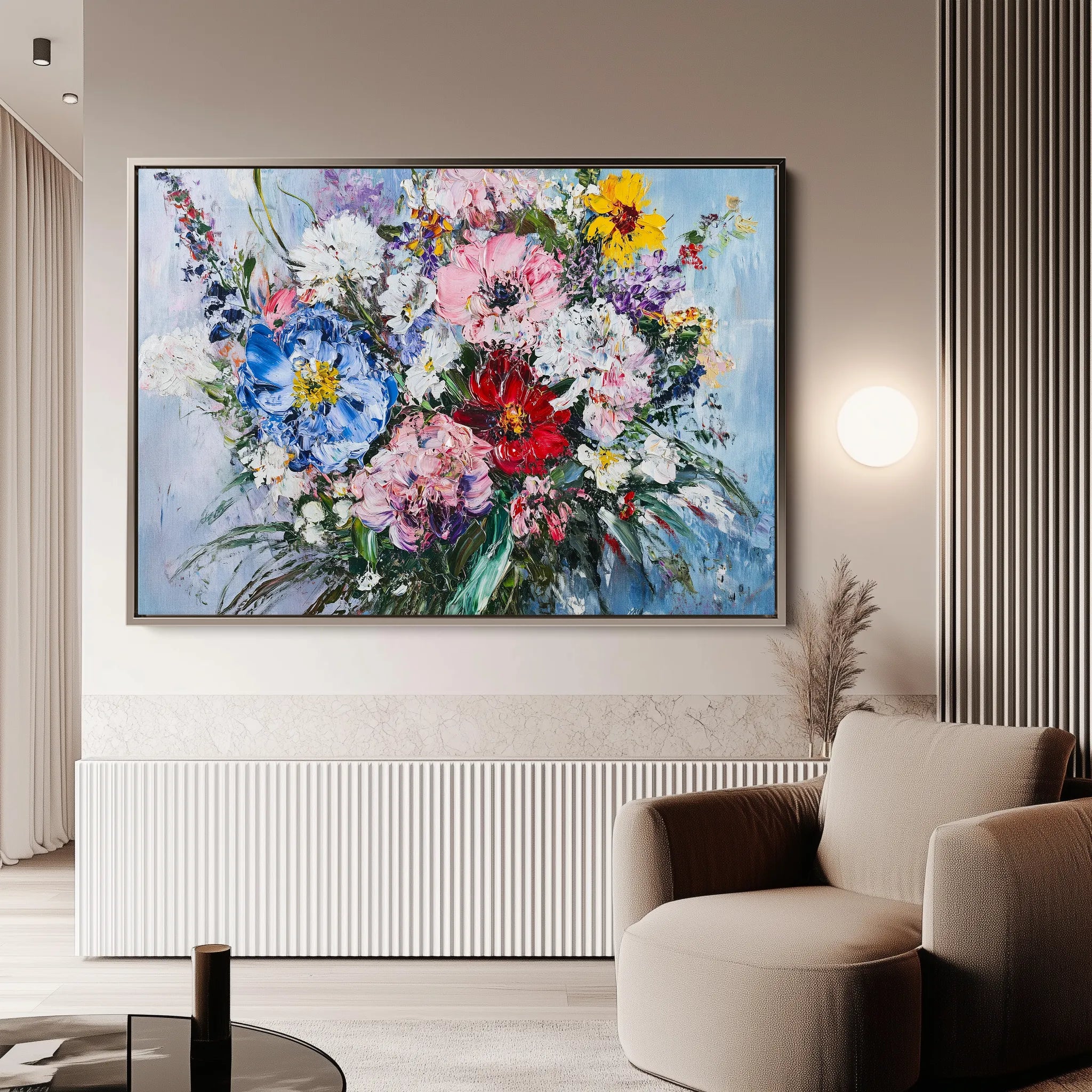 Floral 987 Canvas Art 18" x 24" / 45 x 60 cm / Black