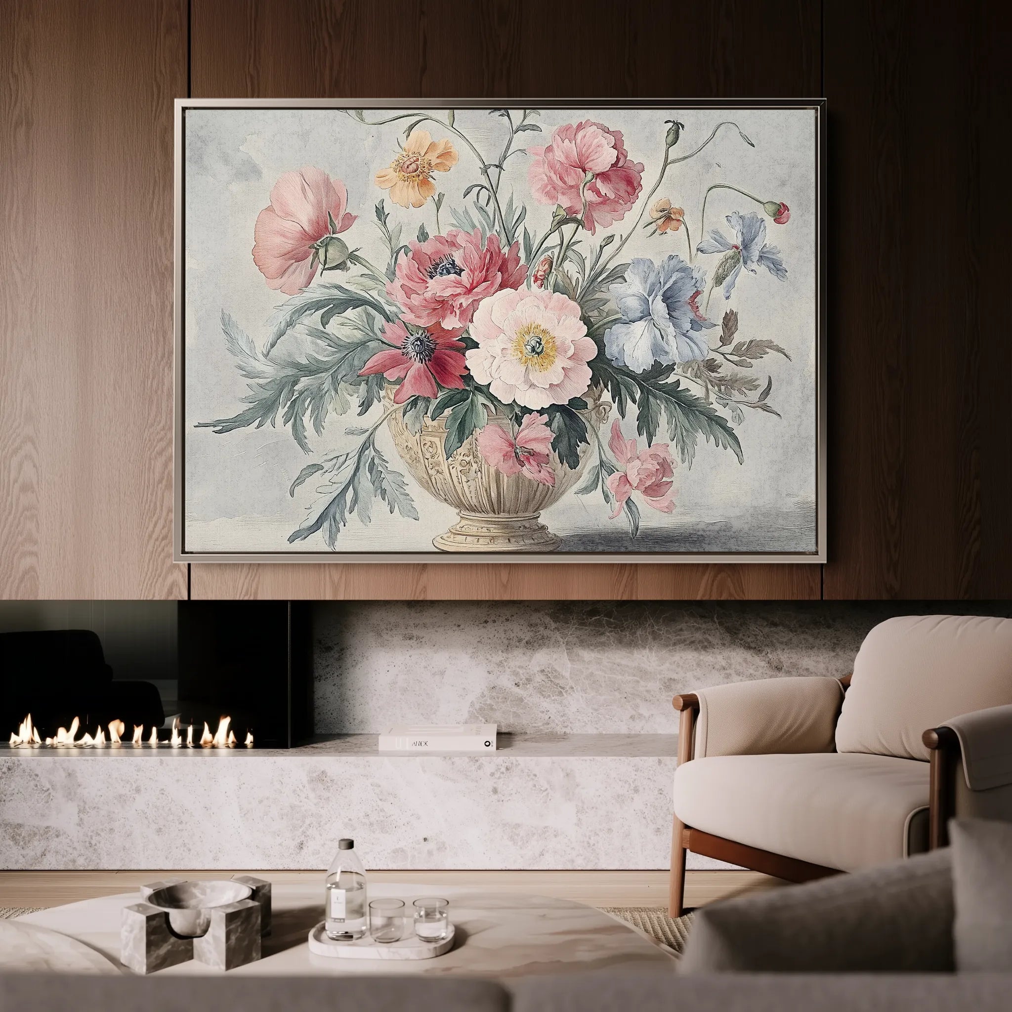 Floral 988 Canvas Art 18" x 24" / 45 x 60 cm / Black