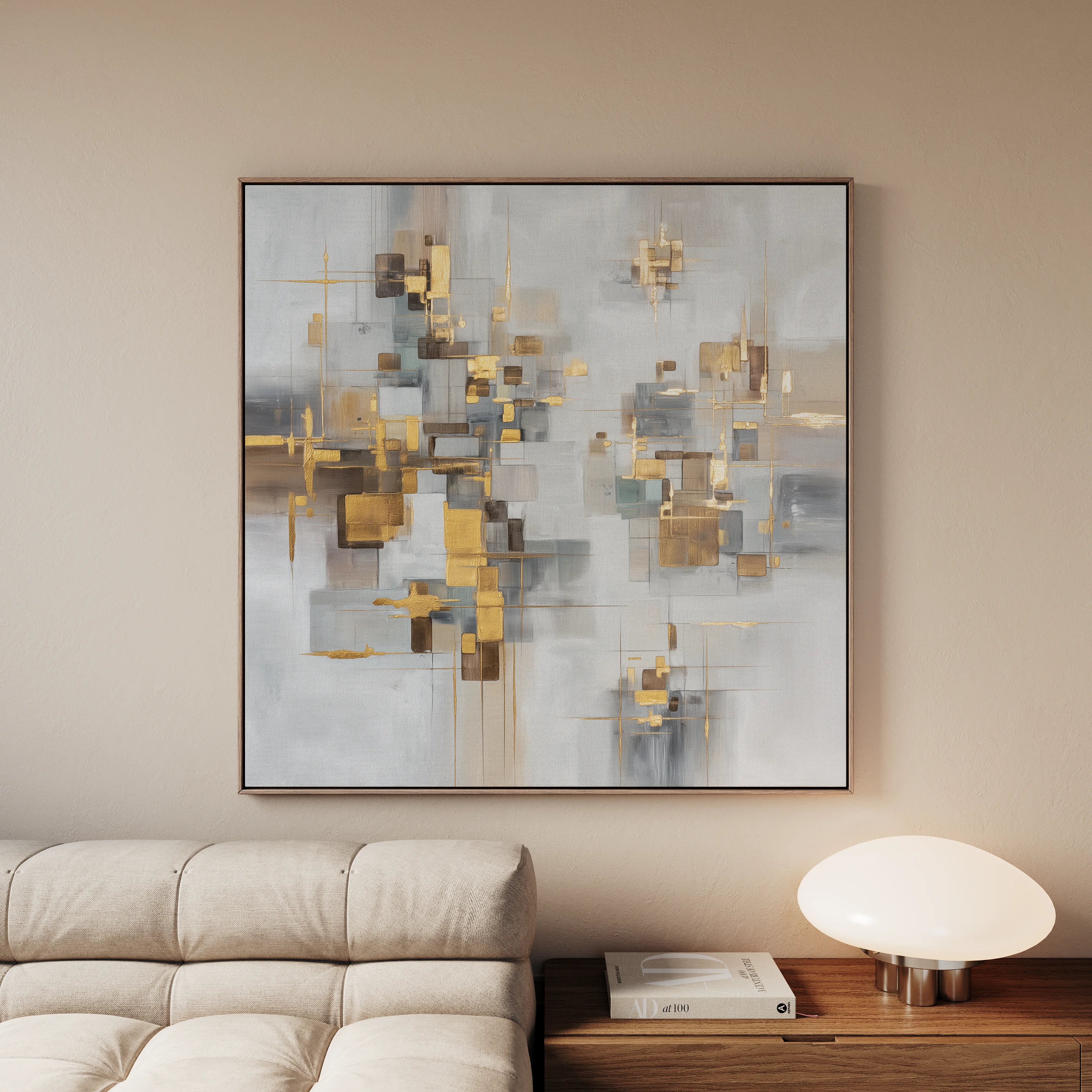 Abstract 989 Canvas Art 16" x 16" / 40 x 40 cm / Black