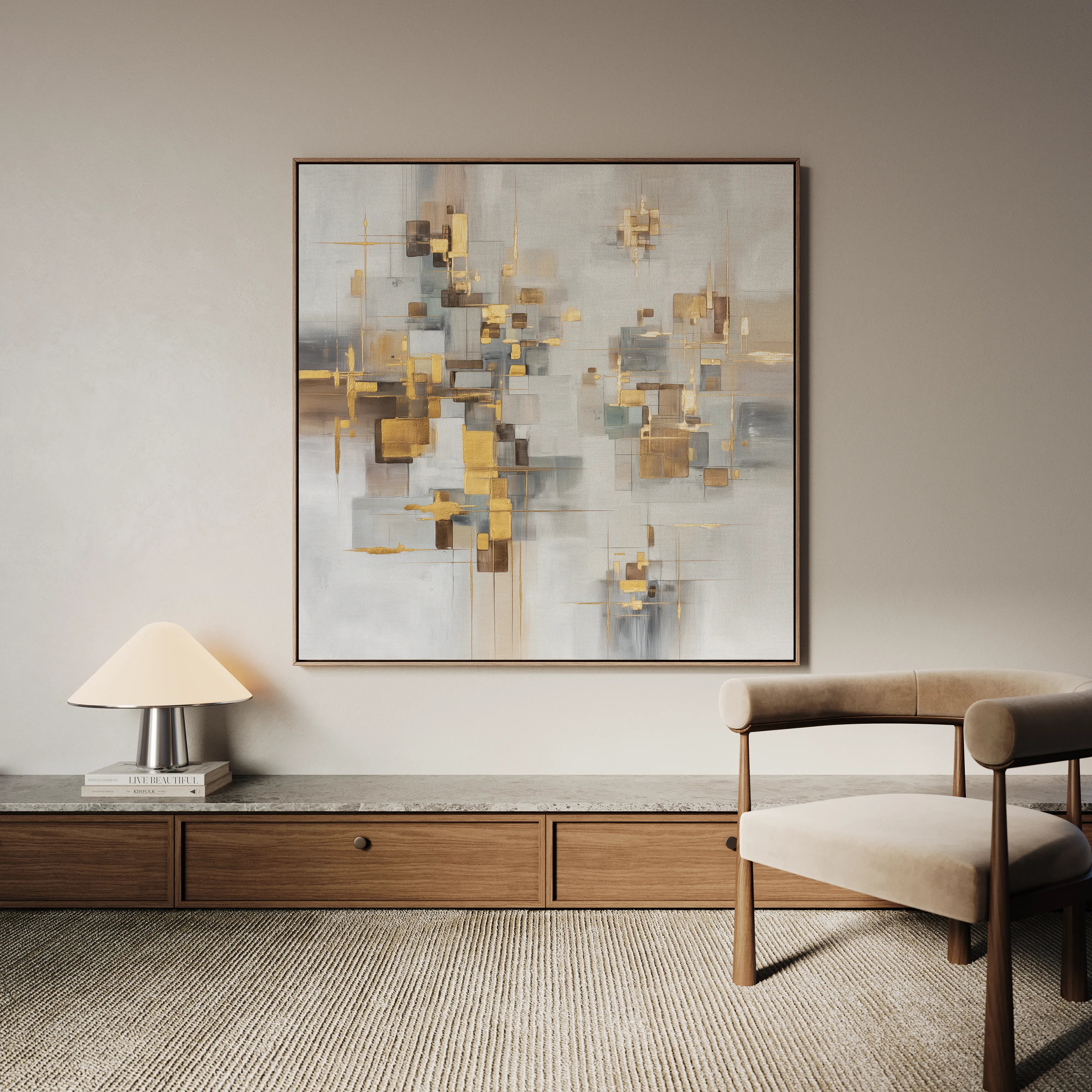 Abstract 989 Canvas Art 16" x 16" / 40 x 40 cm / Black
