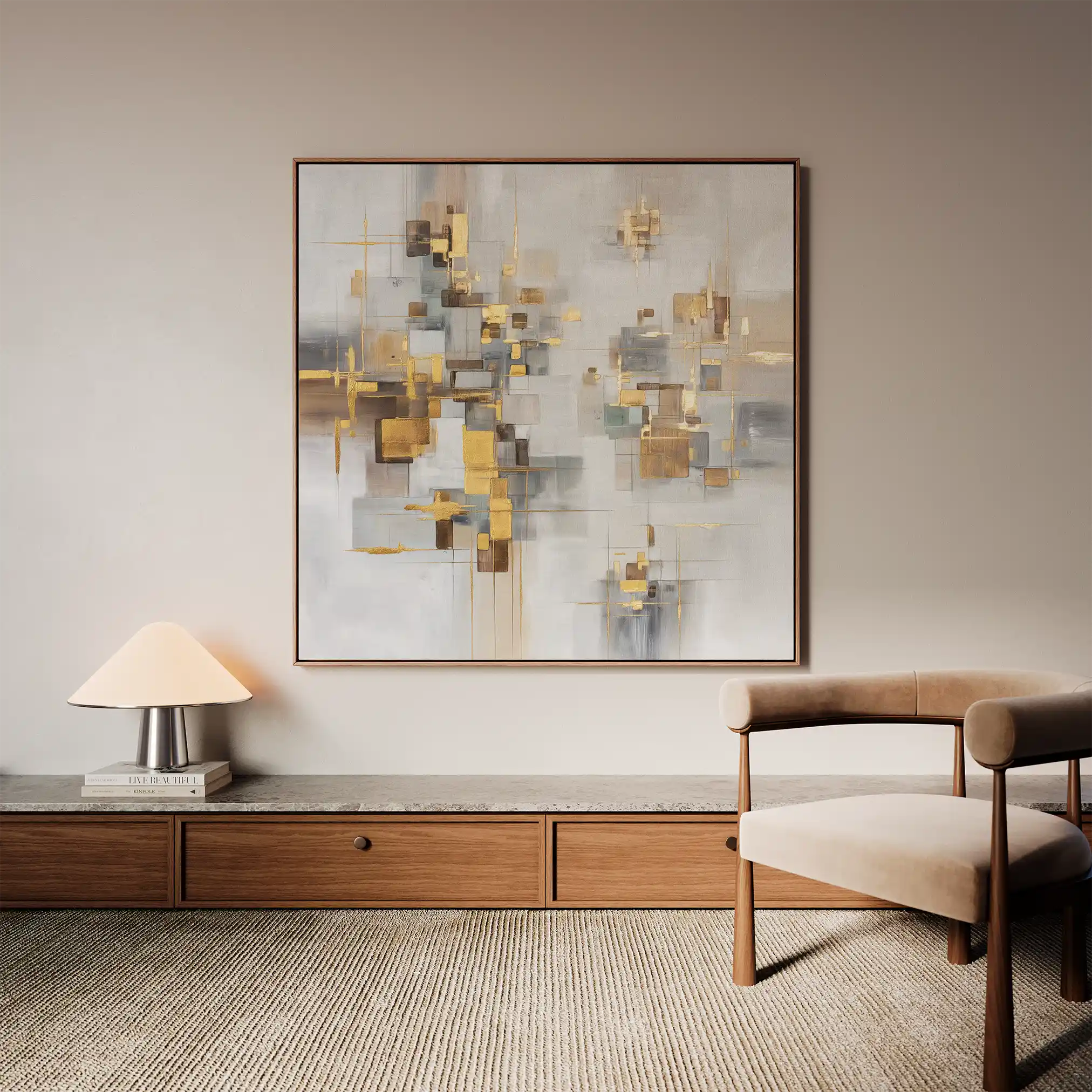 Abstract 989 Canvas Art 16" x 16" / 40 x 40 cm / Black