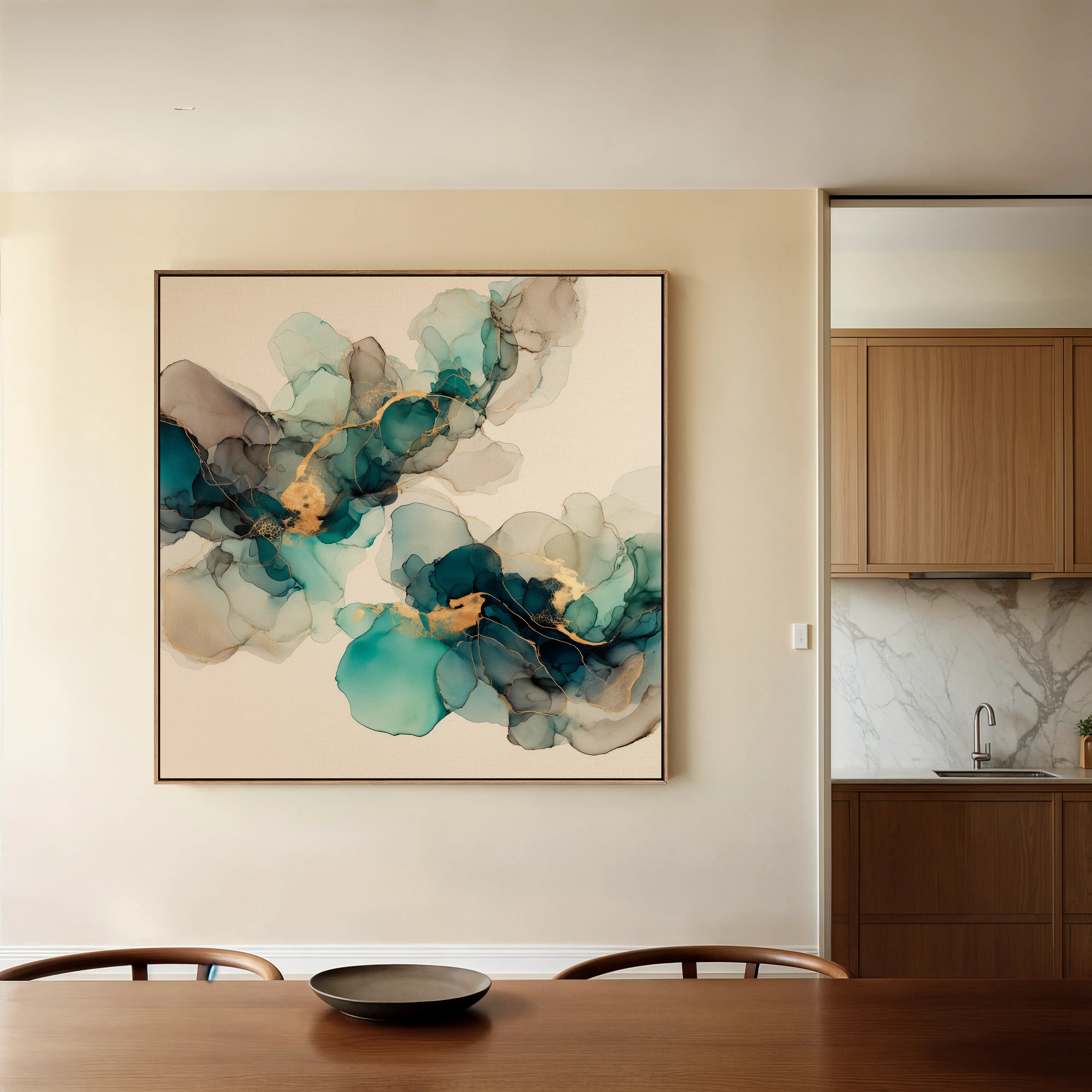 Abstract 990 Canvas Art 16" x 16" / 40 x 40 cm / Black