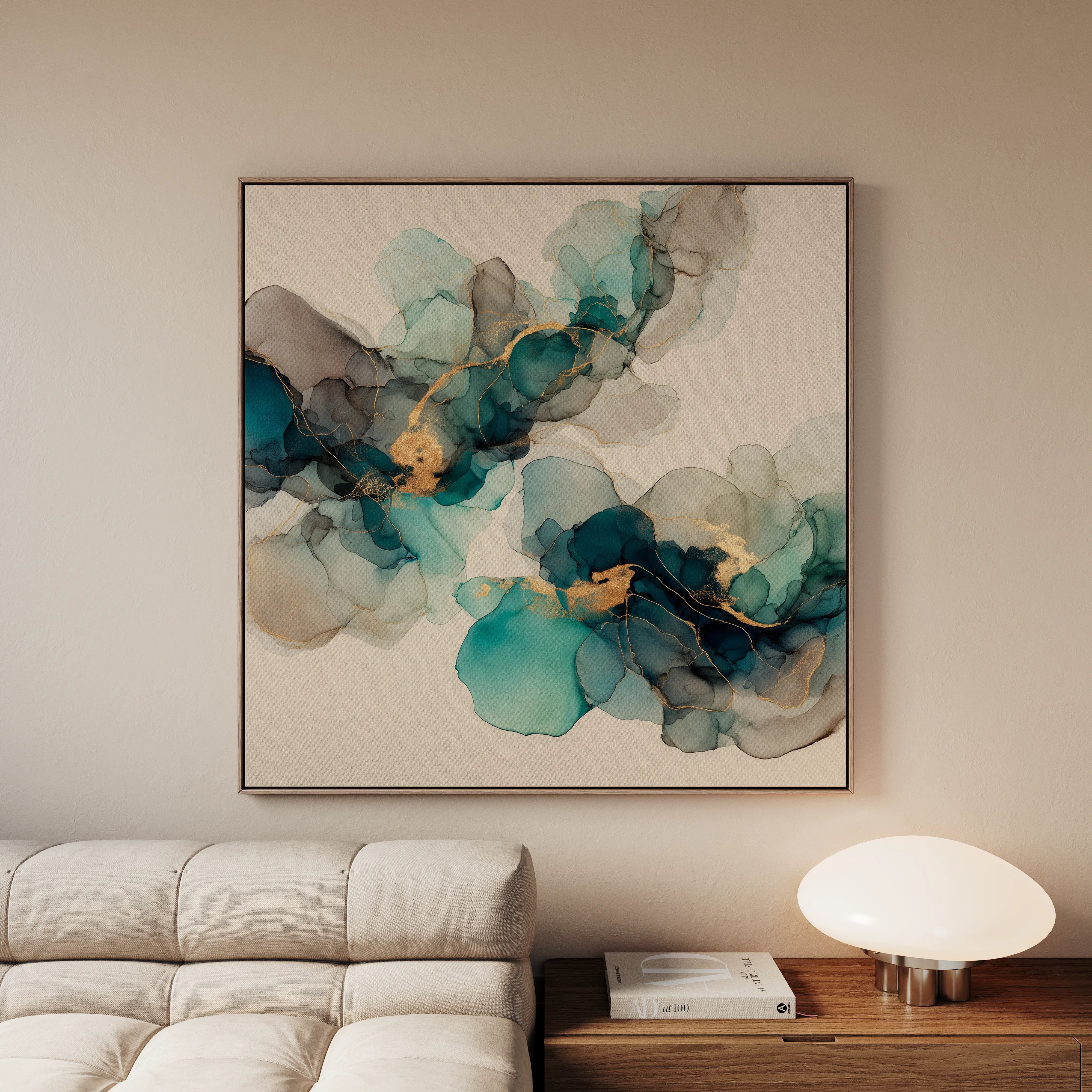 Abstract 990 Canvas Art 16" x 16" / 40 x 40 cm / Black