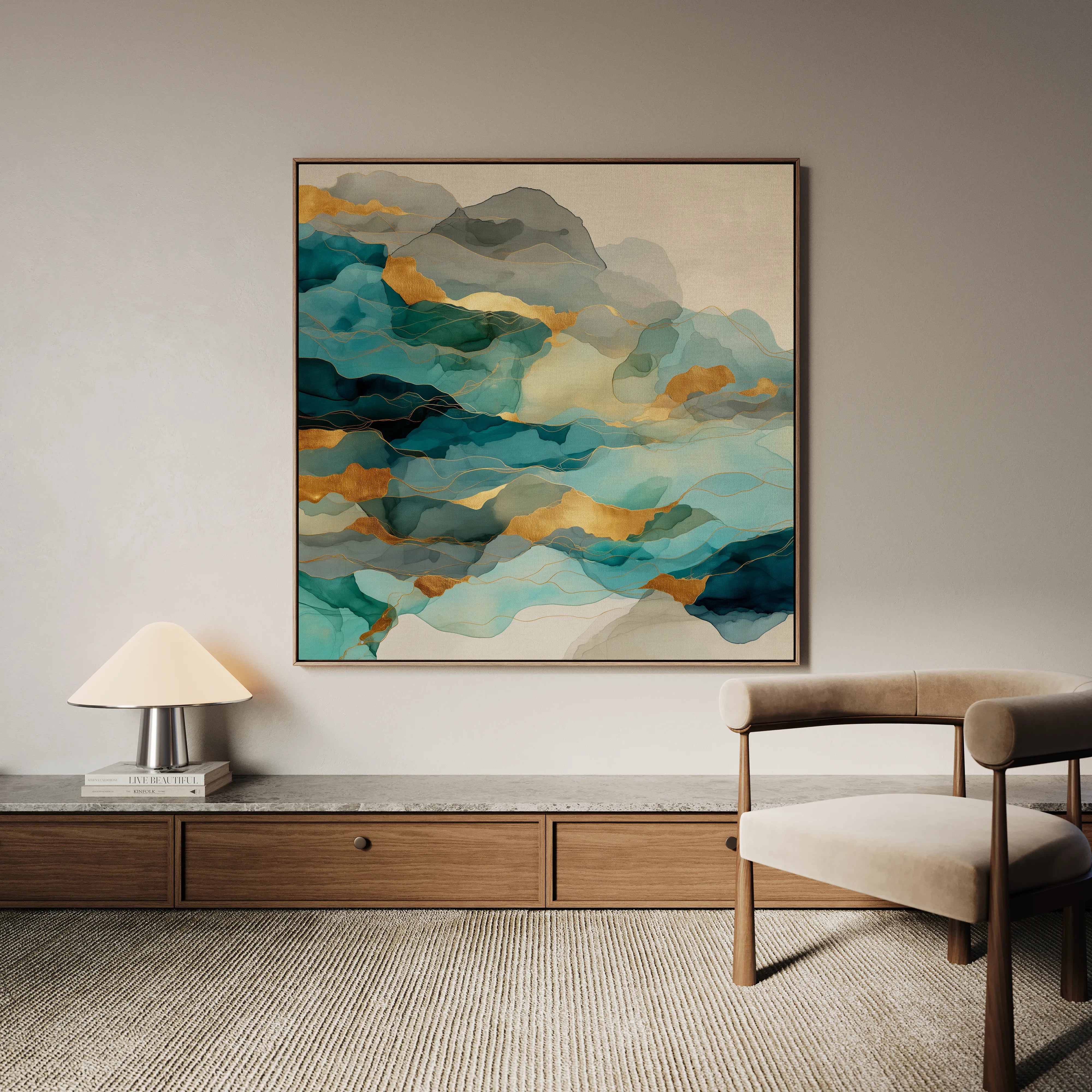 Abstract 991 Canvas Art 16" x 16" / 40 x 40 cm / Black