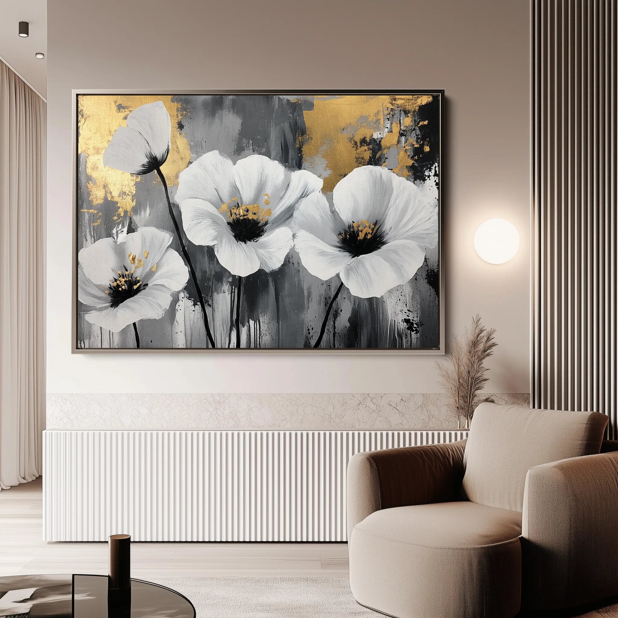Floral 993 Canvas Art 18" x 24" / 45 x 60 cm / Black