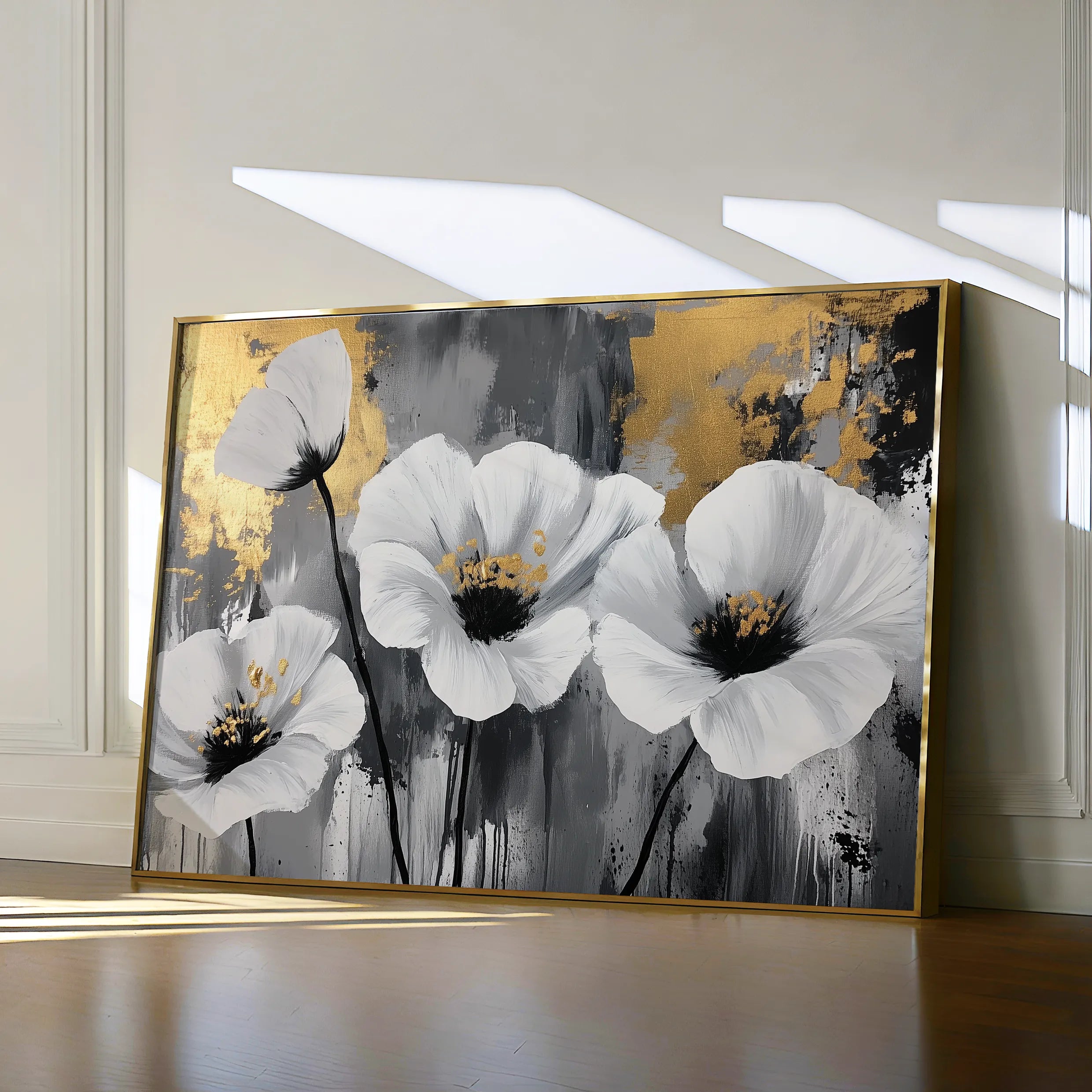 Floral 993 Canvas Art 18" x 24" / 45 x 60 cm / Black