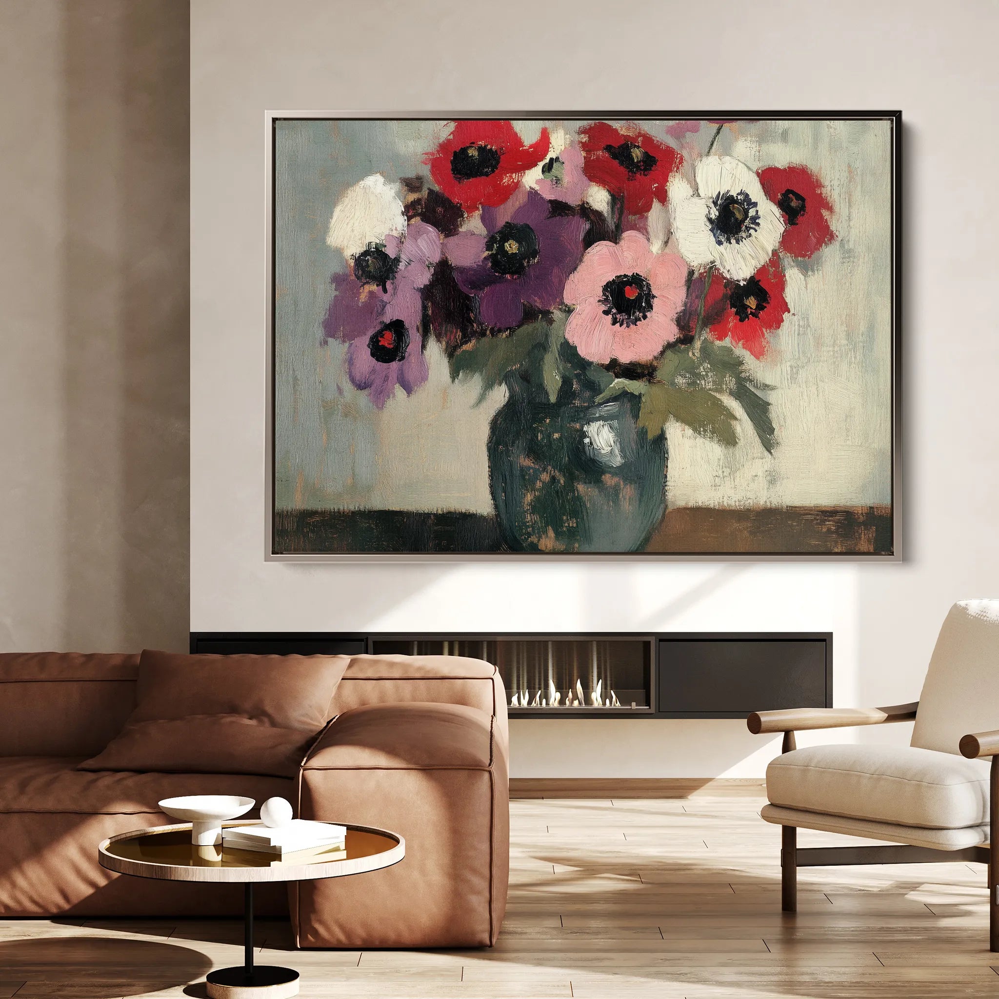 Floral 995 Canvas Art 18" x 24" / 45 x 60 cm / Black