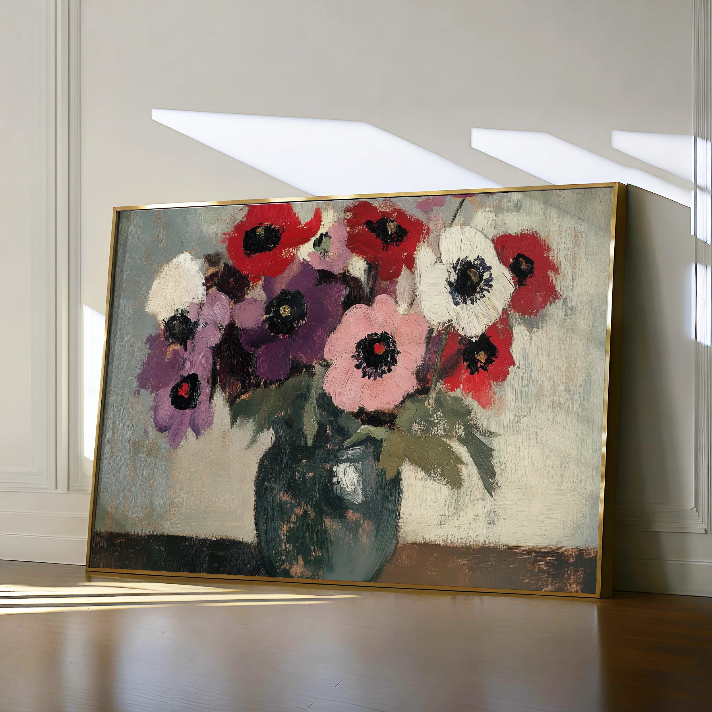 Floral 995 Canvas Art 18" x 24" / 45 x 60 cm / Black
