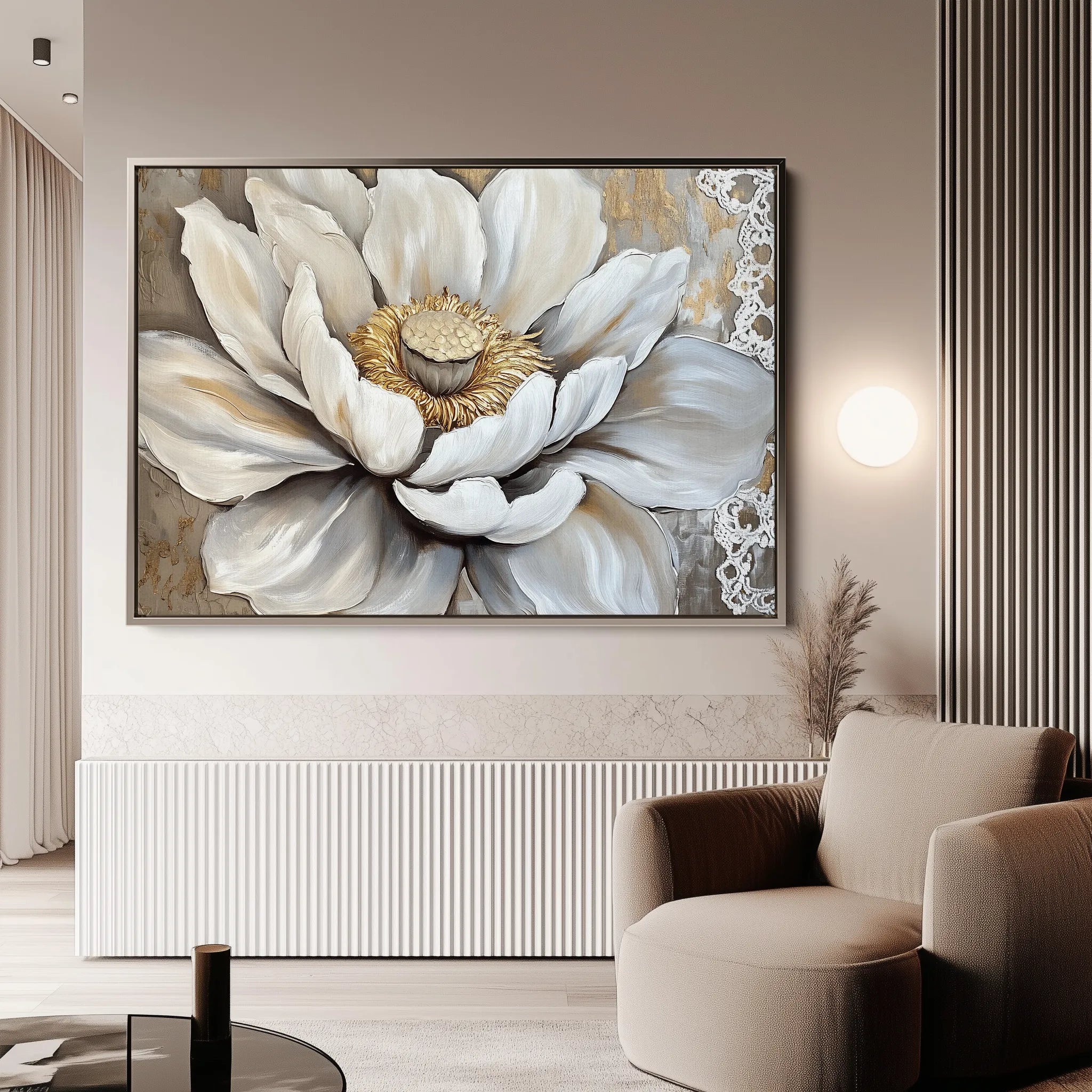 Floral 996 Canvas Art 18" x 24" / 45 x 60 cm / Black
