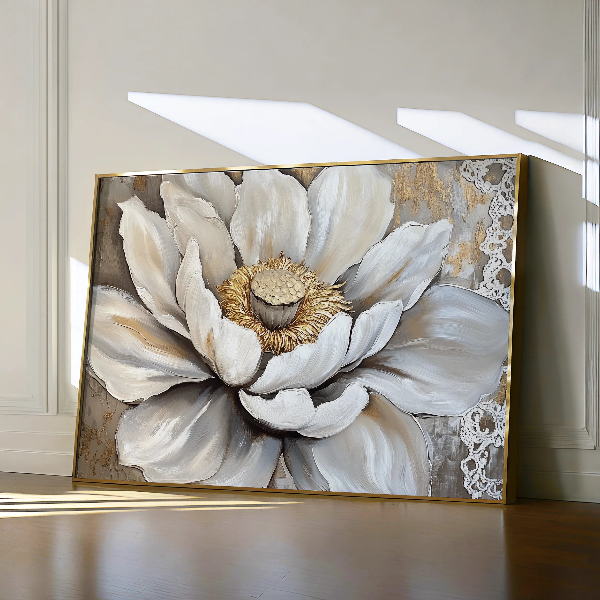 Floral 996 Canvas Art 18" x 24" / 45 x 60 cm / Black