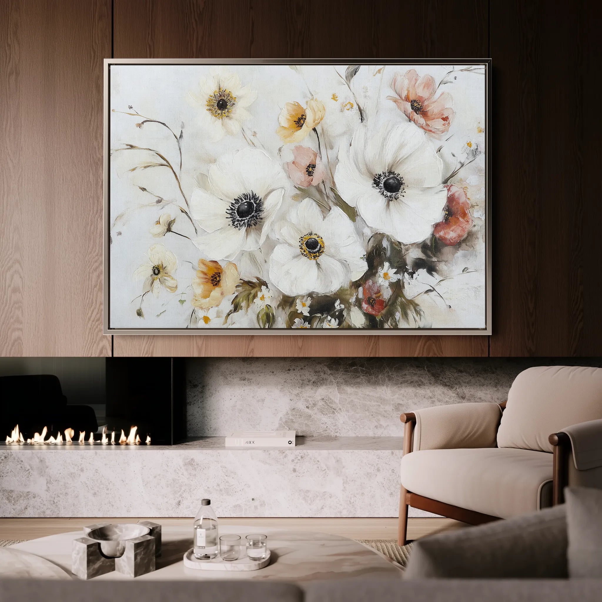 Floral 997 Canvas Art 18" x 24" / 45 x 60 cm / Black